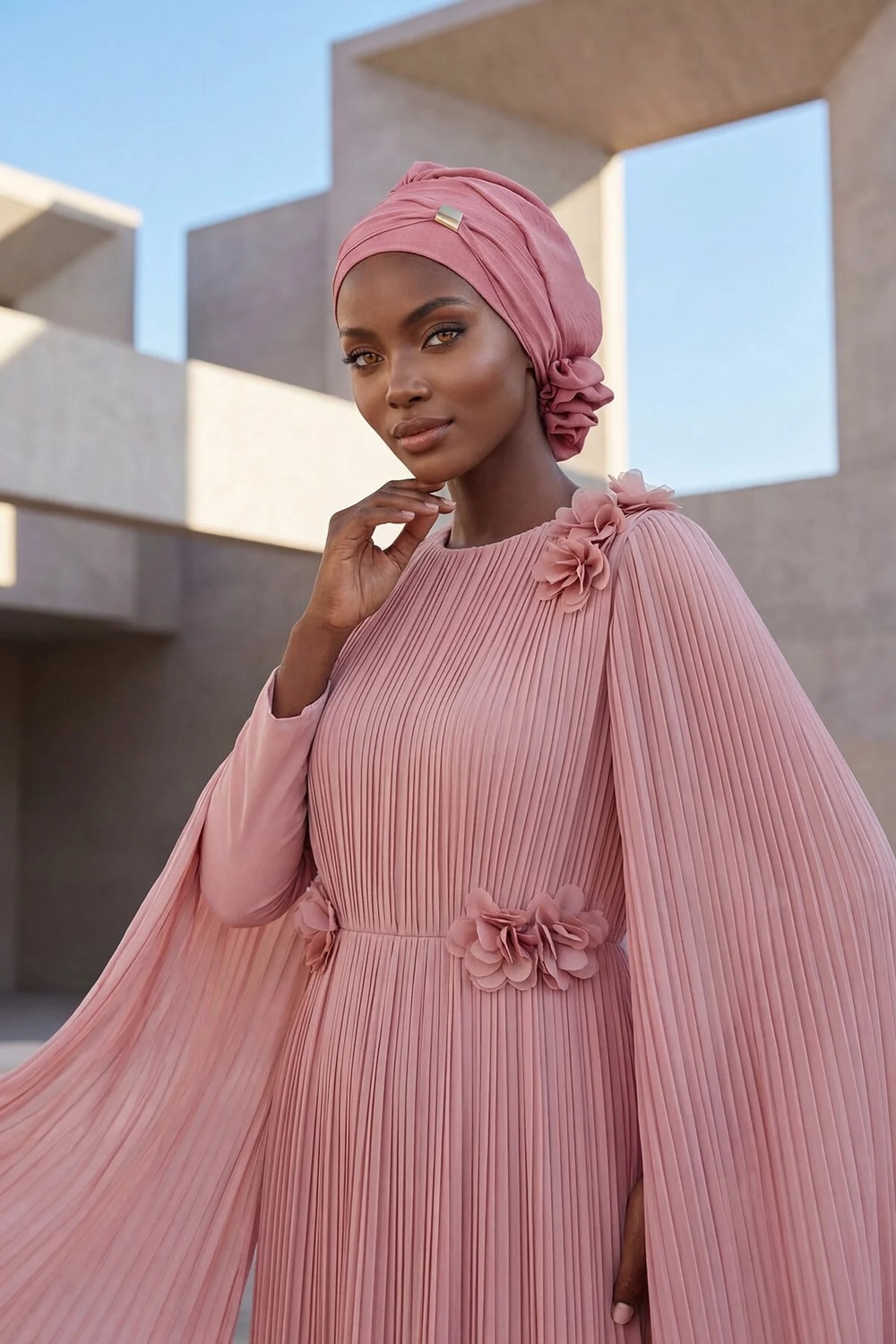 Ayşe Tasarım Aksesuarlı Hazır Türban,Koyu Pembe,HT-95