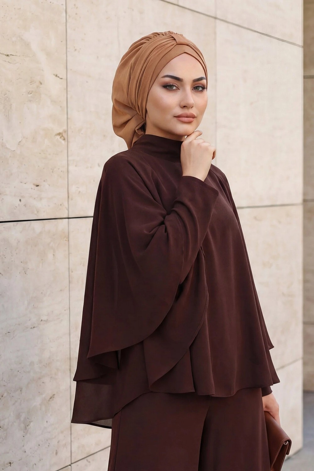 Ayşe Tasarım Pratik Kullanışlı Hazır Türban,Camel,HT-90 görsel 6