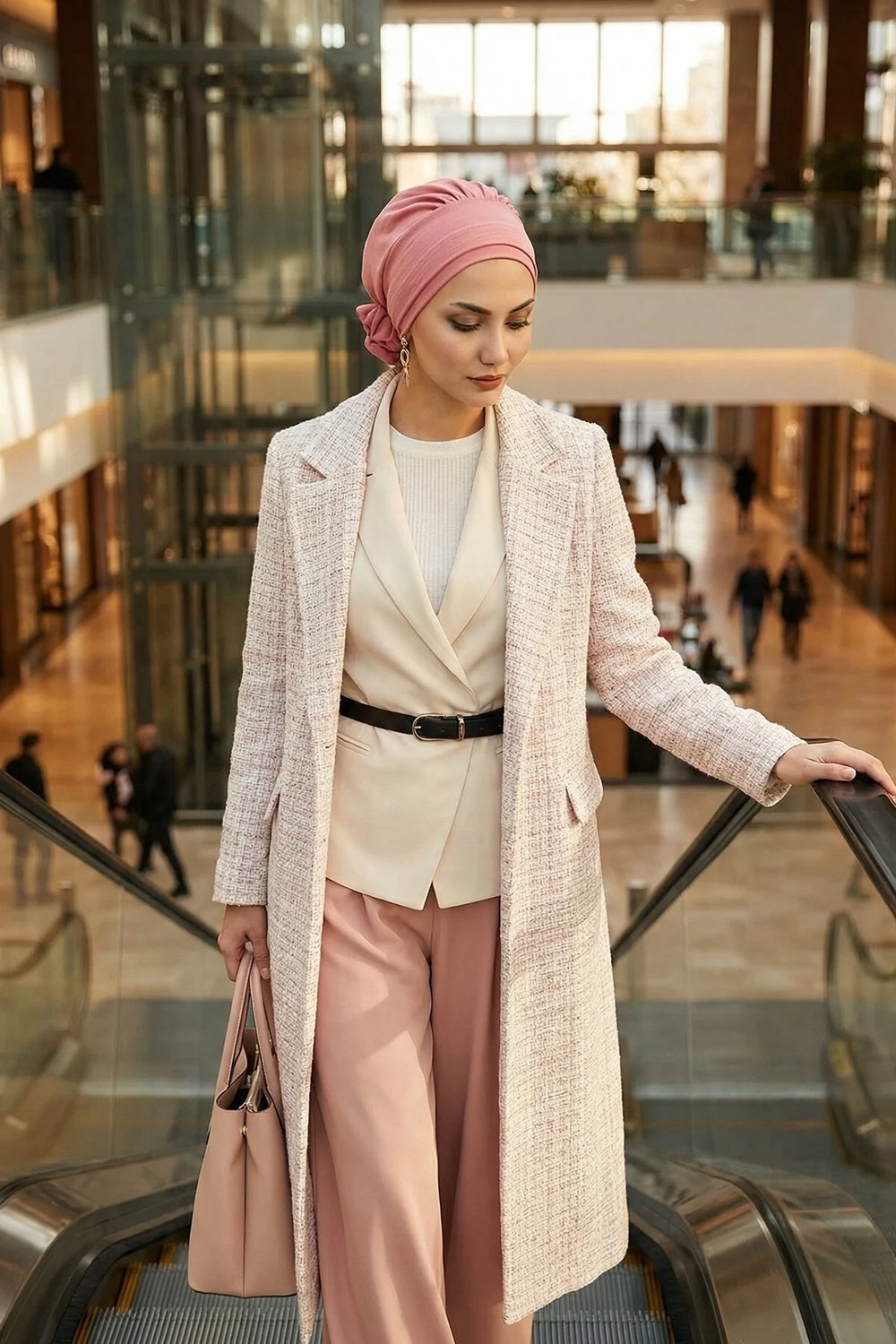 Ayşe Tasarım Zarif Hazır Türban,Koyu Pembe,HT-92 görsel 2