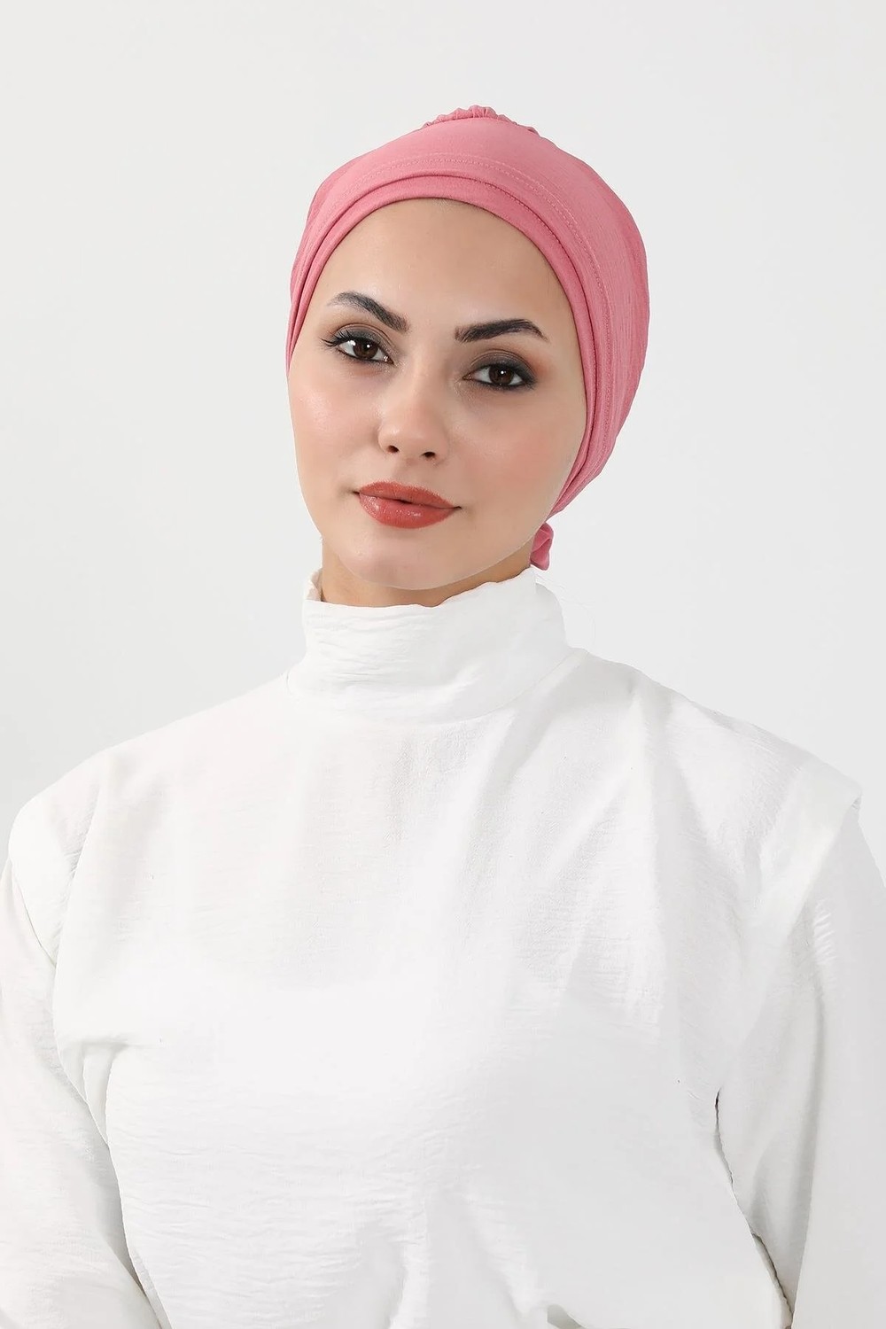 Ayşe Tasarım Zarif Hazır Türban,Koyu Pembe,HT-92 görsel 8
