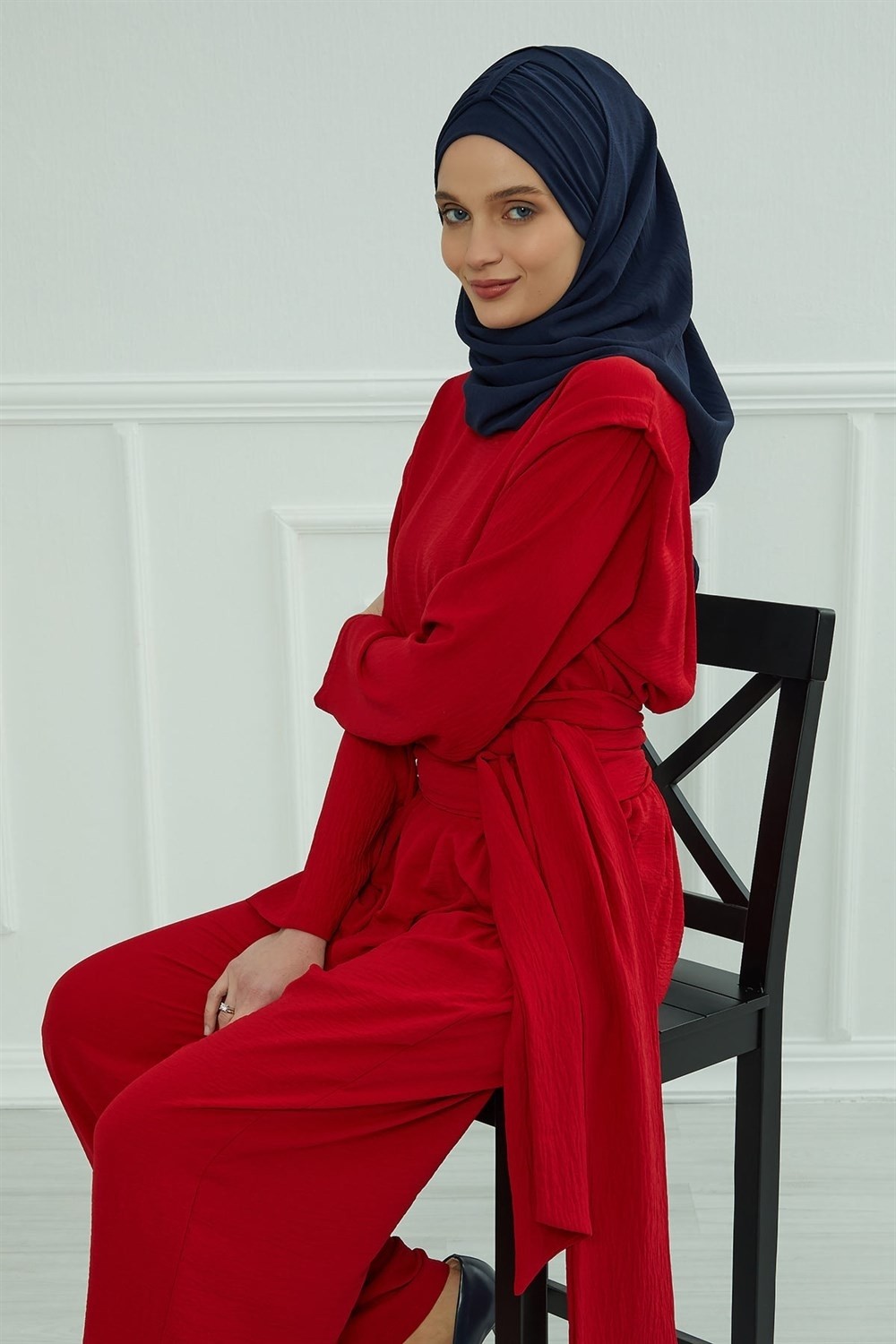 Aisha's Design Pratik Şal,Lacivert,CPS-91 görsel 5