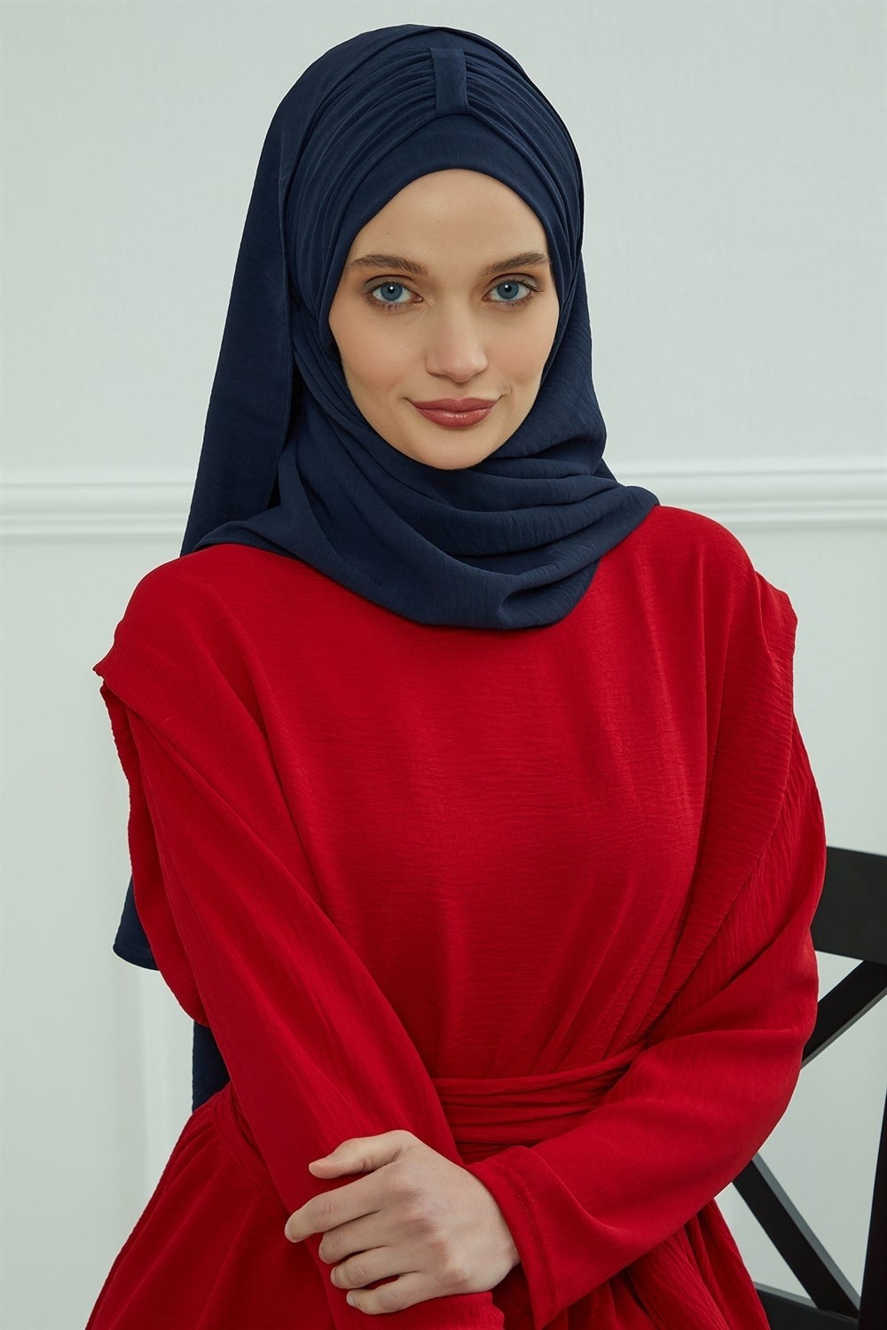 Aisha's Design Pratik Şal,Lacivert,CPS-91 görsel 6
