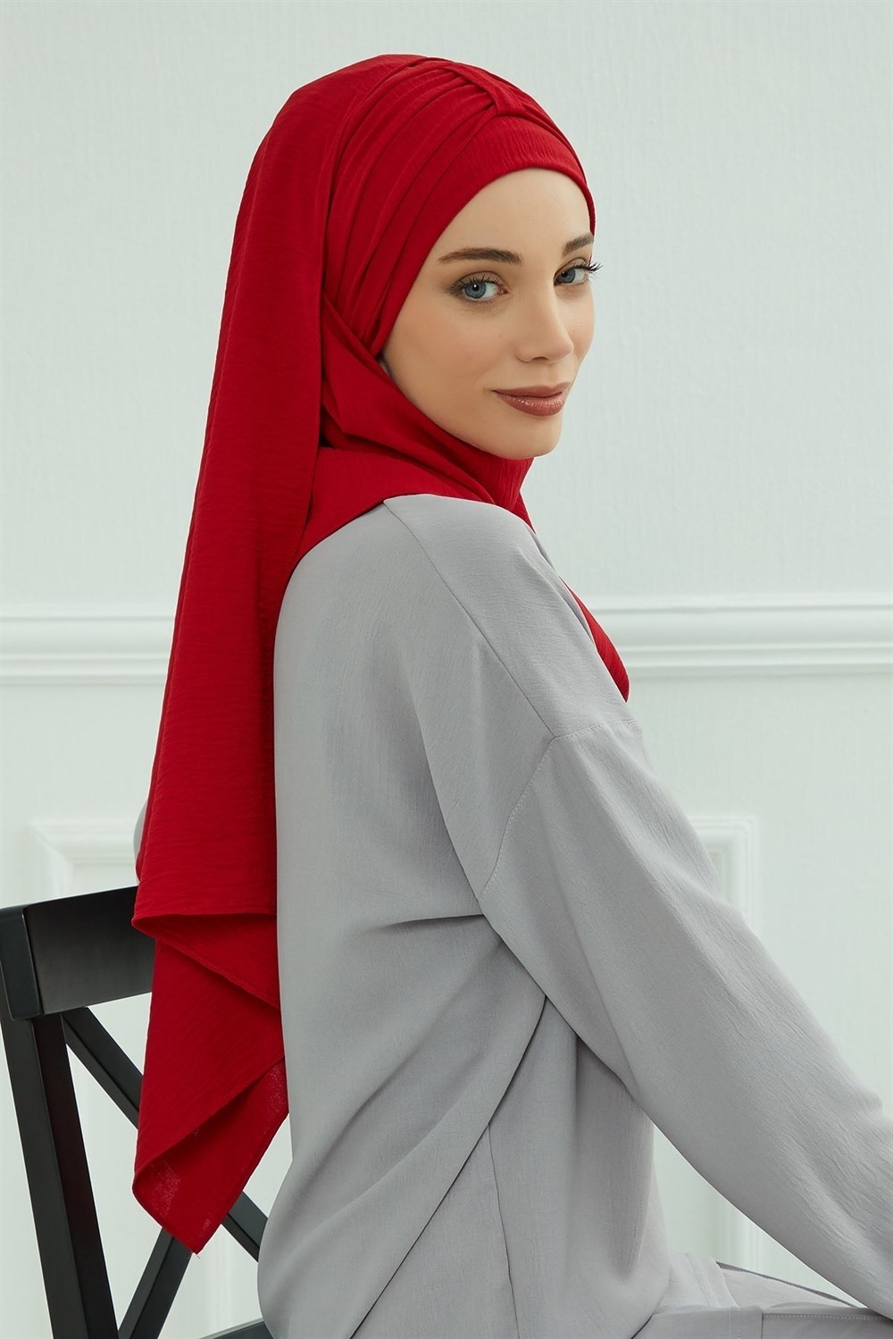 Aisha's Design İPEKSE Pratik Aerobin Şal,CPS-91 Kırmızı görsel 4