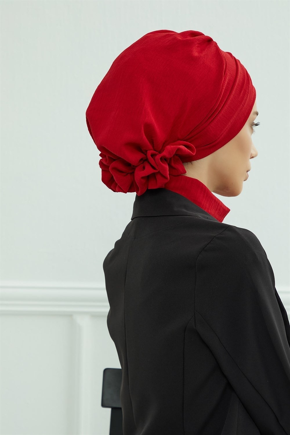 Aisha's Design Aksesuarlı Hazır Türban,Kırmızı,HT-95 görsel 5