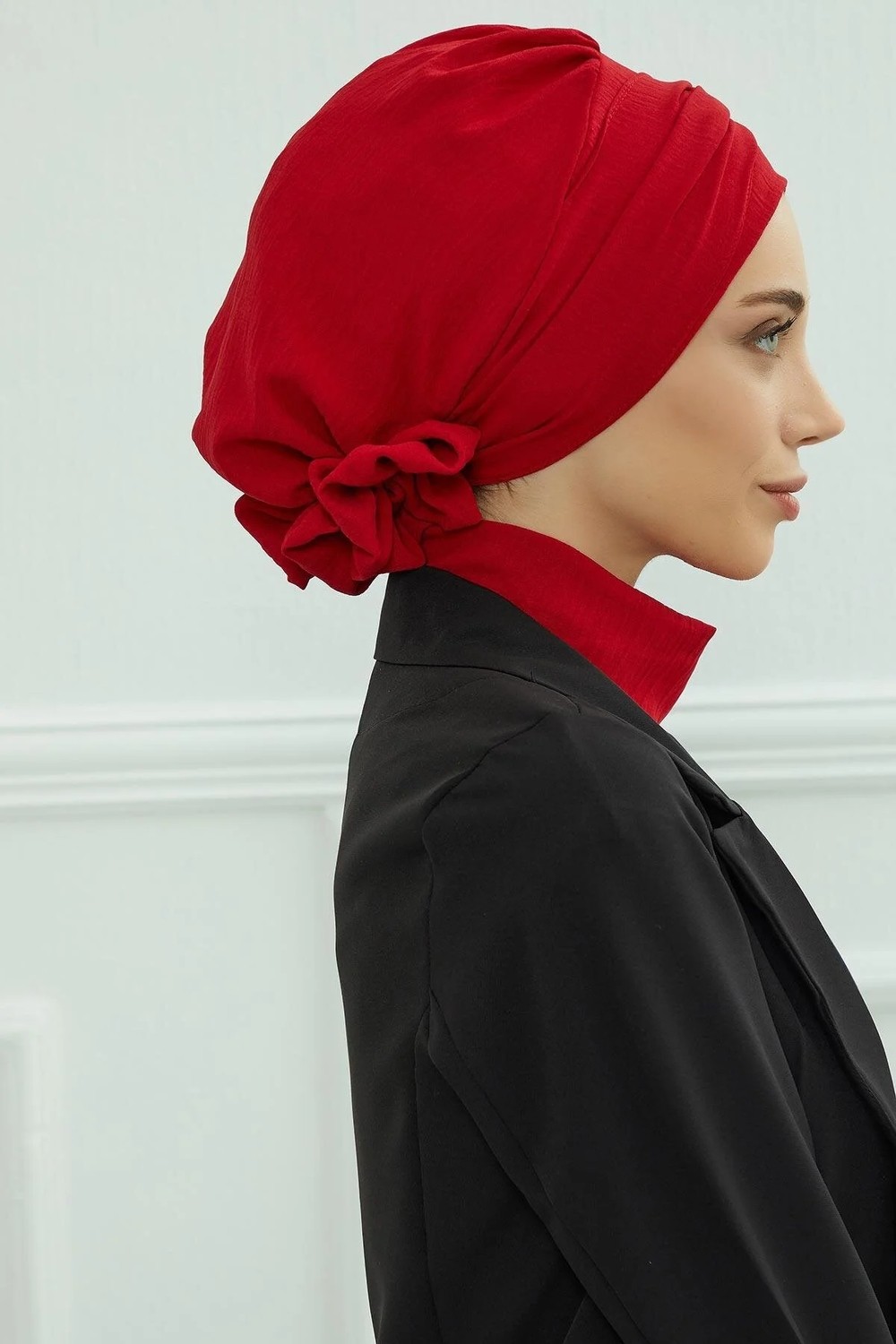 Aisha's Design Aksesuarlı Hazır Türban,Kırmızı,HT-95 görsel 2