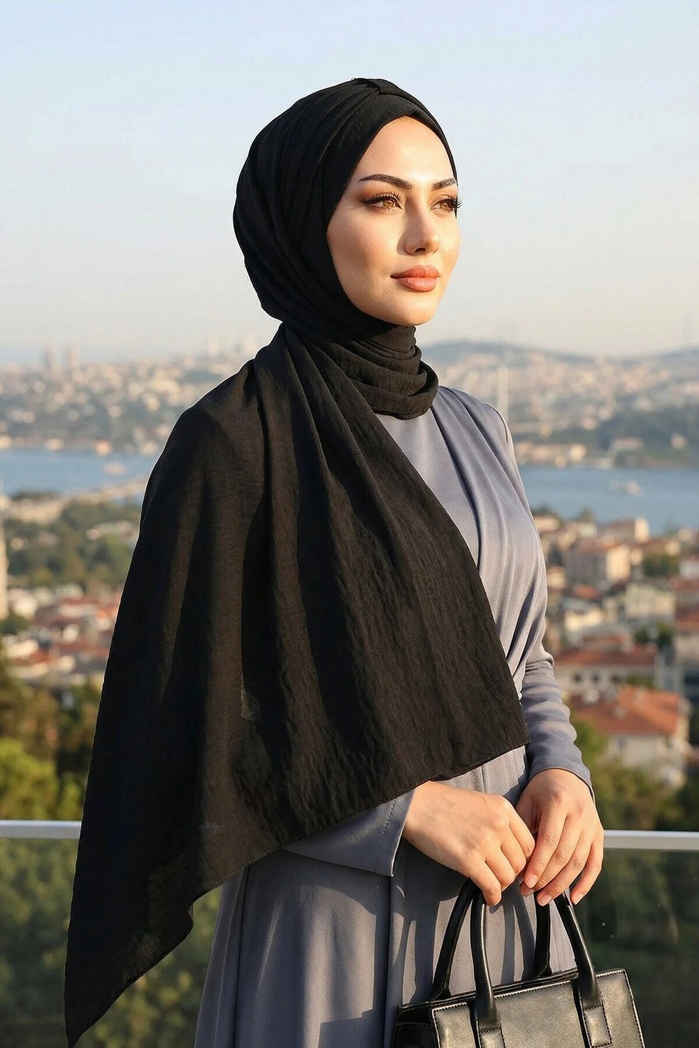 Aisha's Design Pratik Şal,Siyah,CPS-91 görsel 2