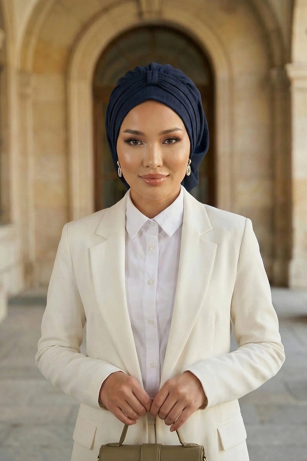 Aisha's Design Pratik Kullanışlı Hazır Türban,Lacivert,HT-90