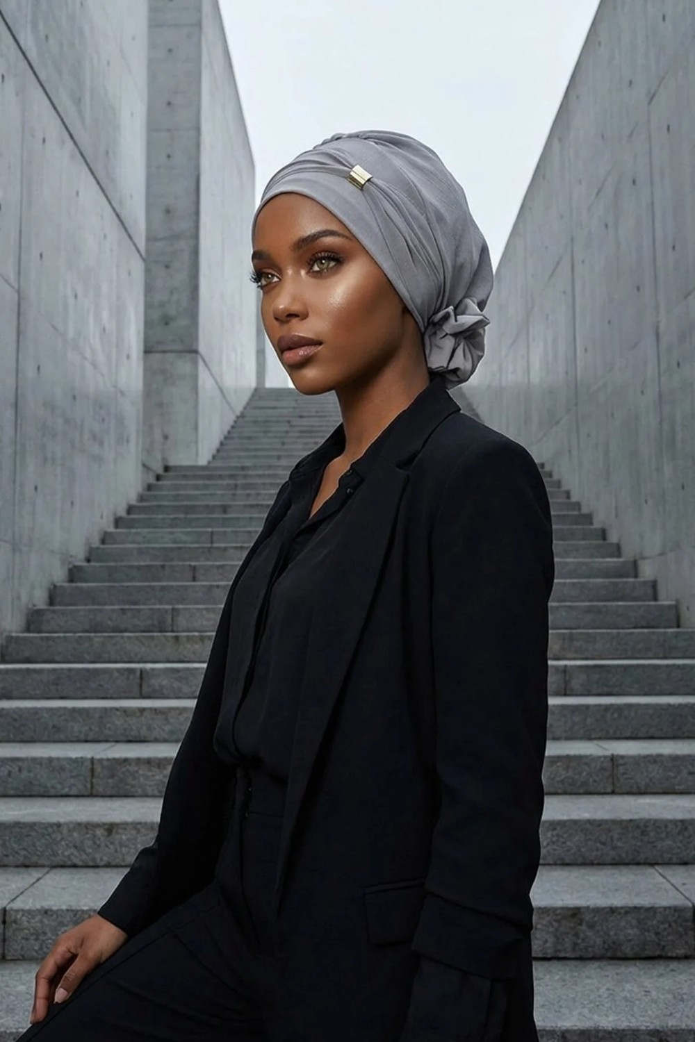 Aisha's Design Aksesuarlı Hazır Türban,Gri,HT-95