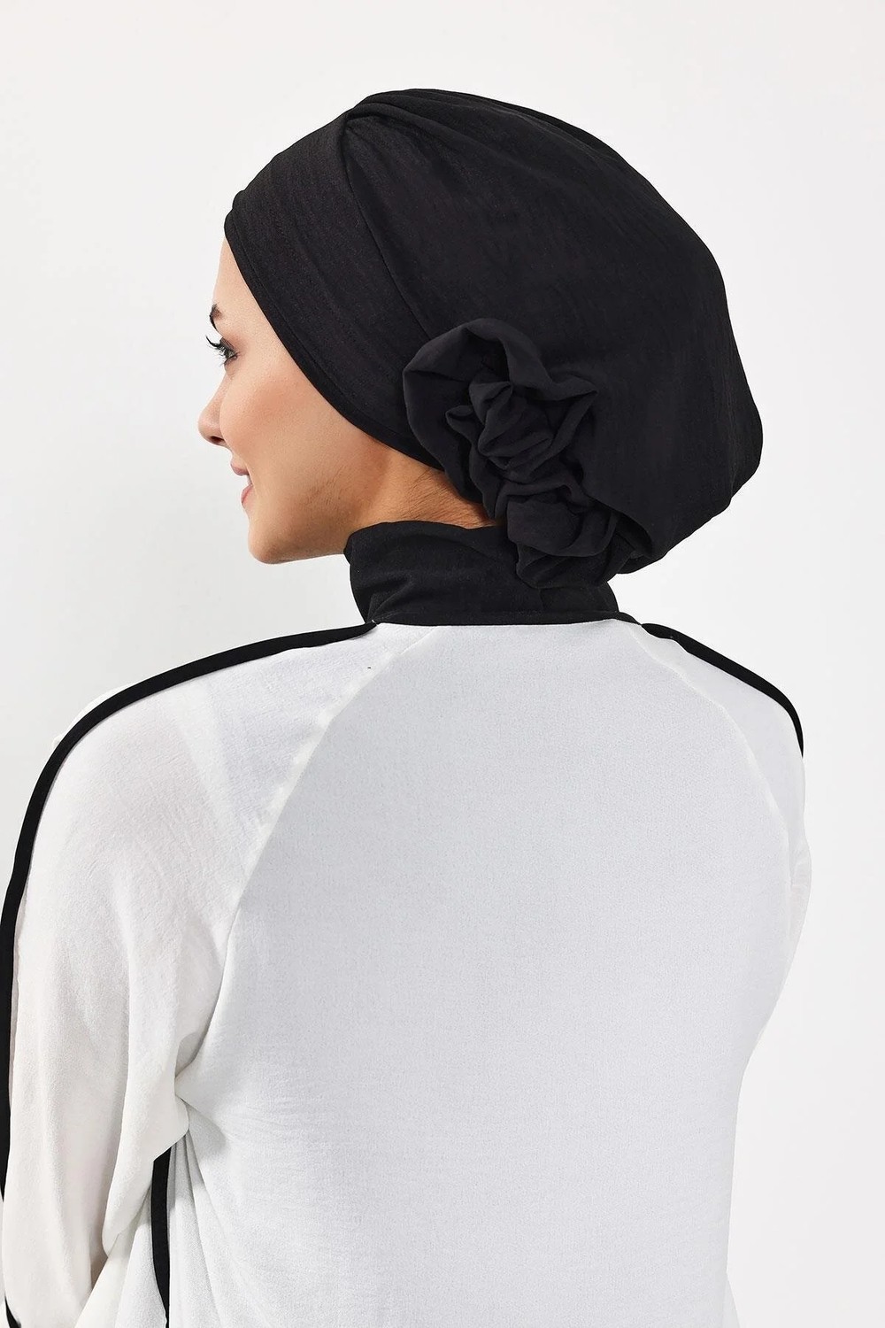 Aisha's Design Zarif Hazır Türban,Siyah,HT-92 görsel 6