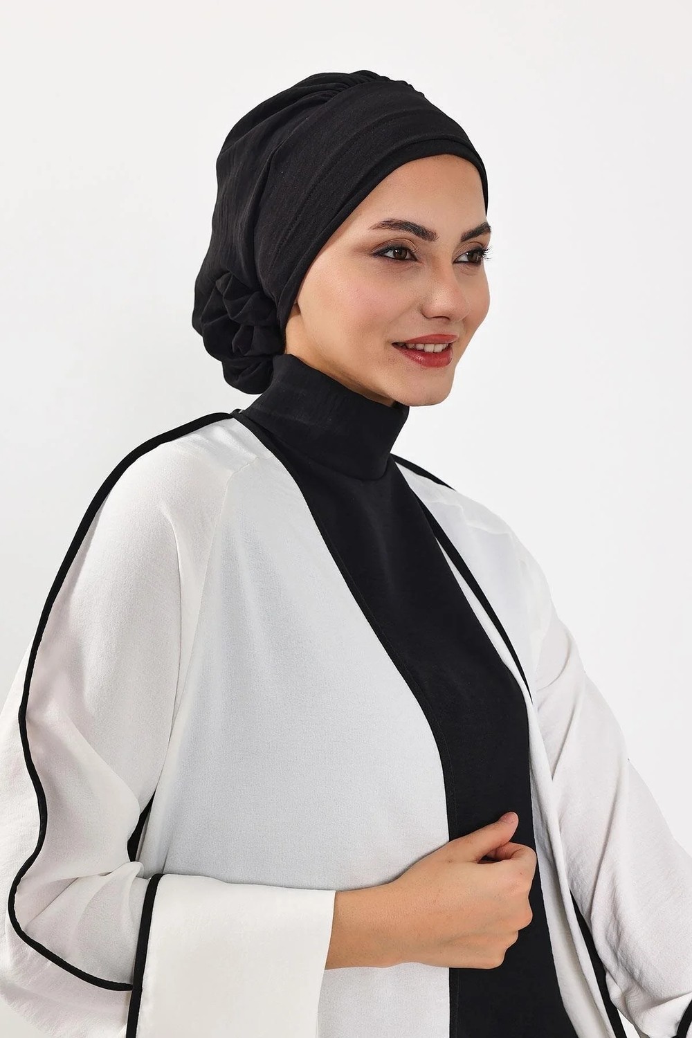 Aisha's Design Zarif Hazır Türban,Siyah,HT-92 görsel 7