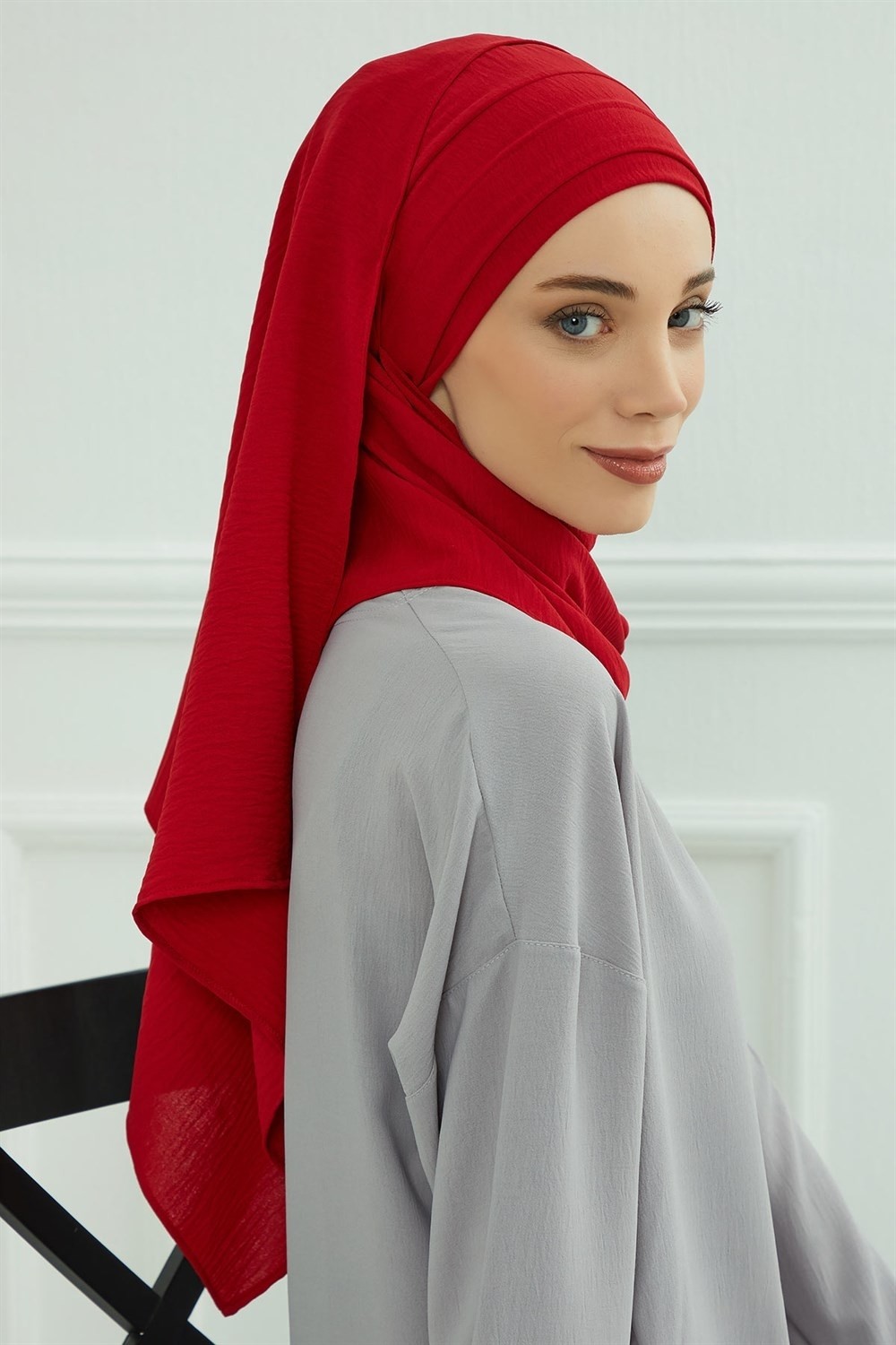 Aisha's Design Pileli Tasarım Şal,Kırmızı,CPS-93 görsel 5