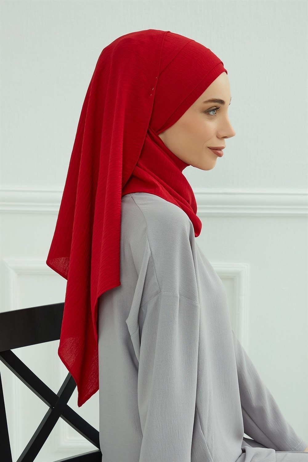 Aisha's Design Pileli Tasarım Şal,Kırmızı,CPS-93 görsel 7