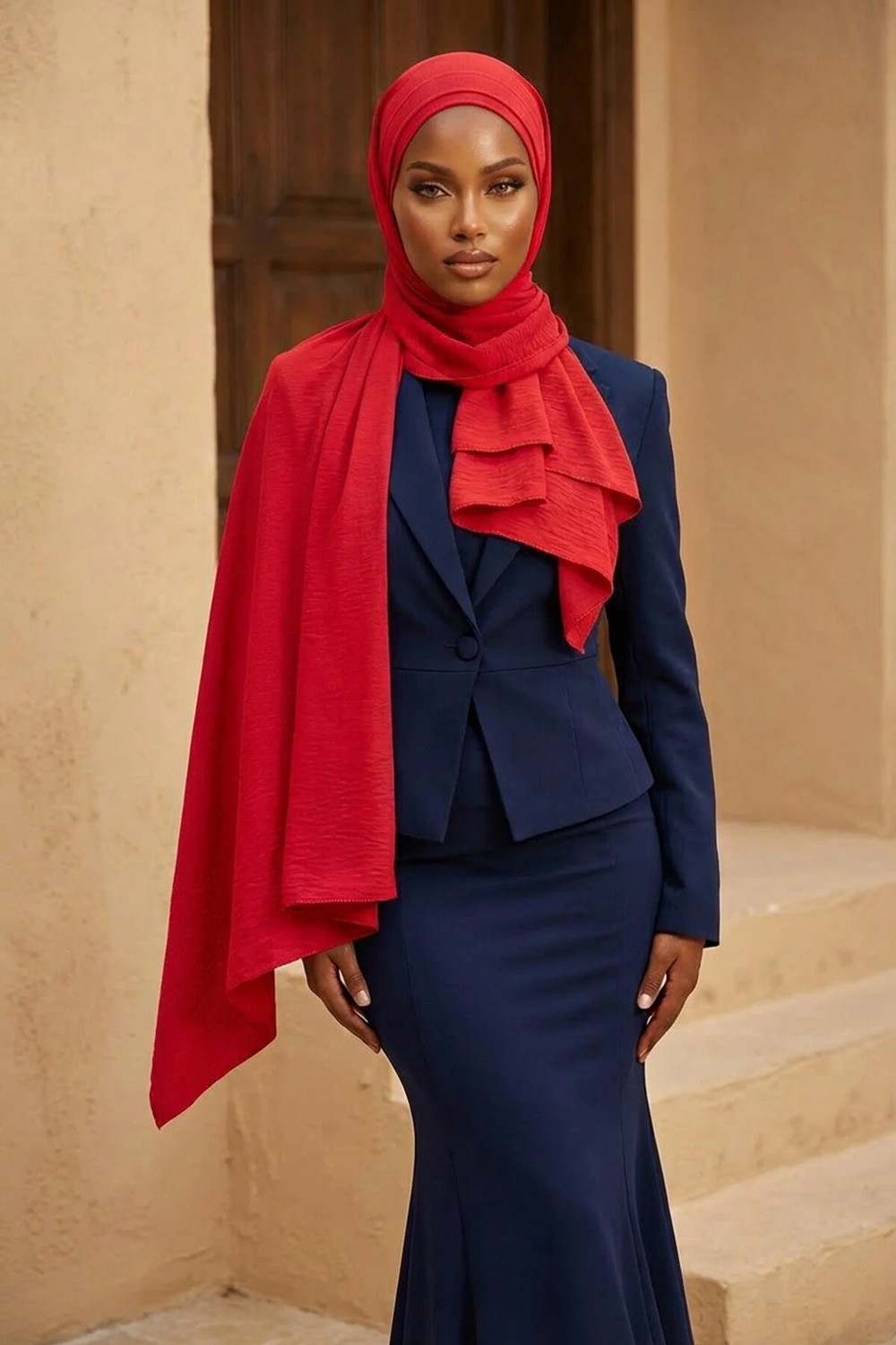 Aisha's Design Pileli Tasarım Şal,Kırmızı,CPS-93