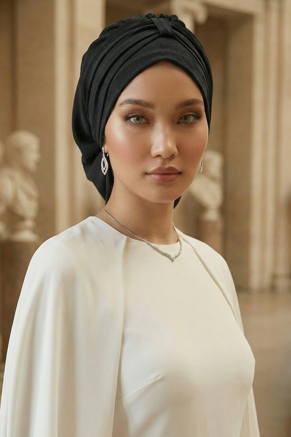 Aisha's Design Pratik Kullanışlı Hazır Türban,Siyah,HT-90
