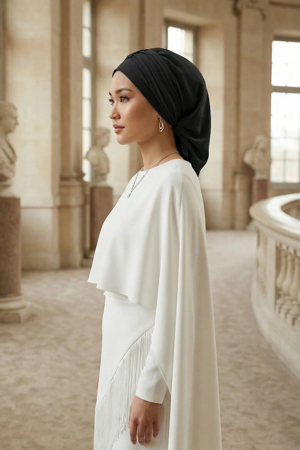 Aisha's Design Pratik Kullanışlı Hazır Türban,Siyah,HT-90 görsel 2