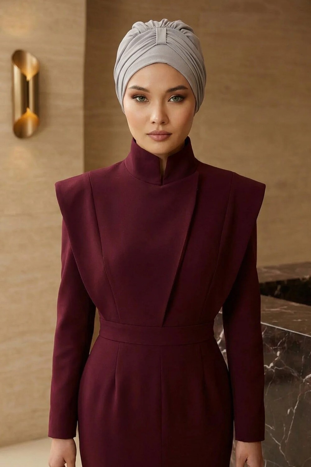 Aisha's Design Pratik Kullanışlı Hazır Türban,Gri,HT-90