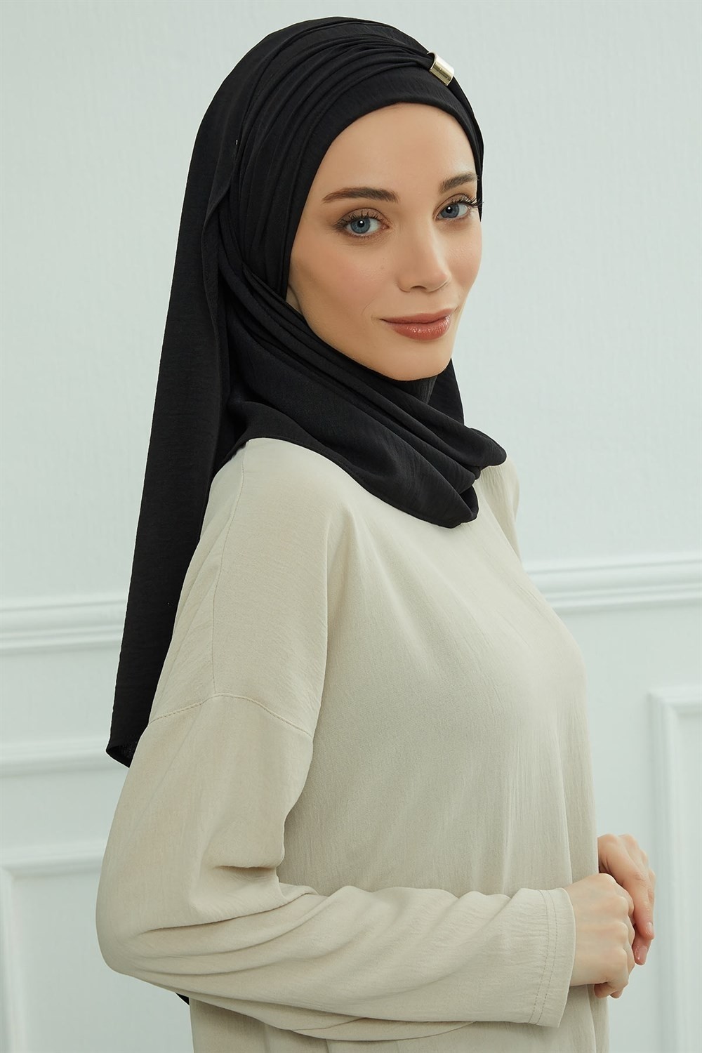 Aisha's Design Aksesuar Detaylı Pratik Şal,Siyah,CPS-94 görsel 2