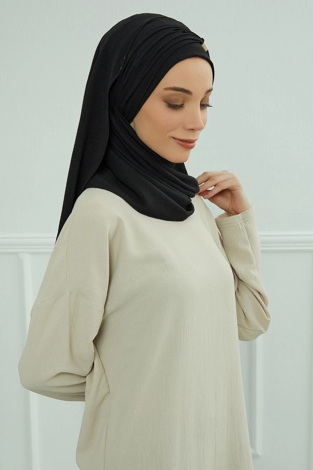 Aisha's Design Aksesuar Detaylı Pratik Şal,Siyah,CPS-94 görsel 7