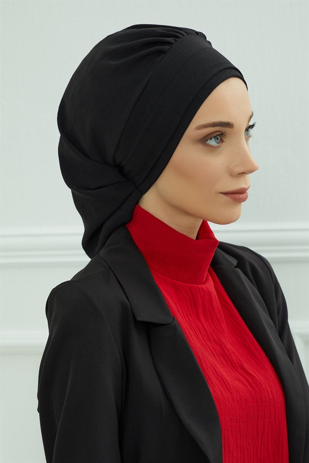 Aisha's Design Pileli Hazır Türban,Siyah,HT-91 görsel 7