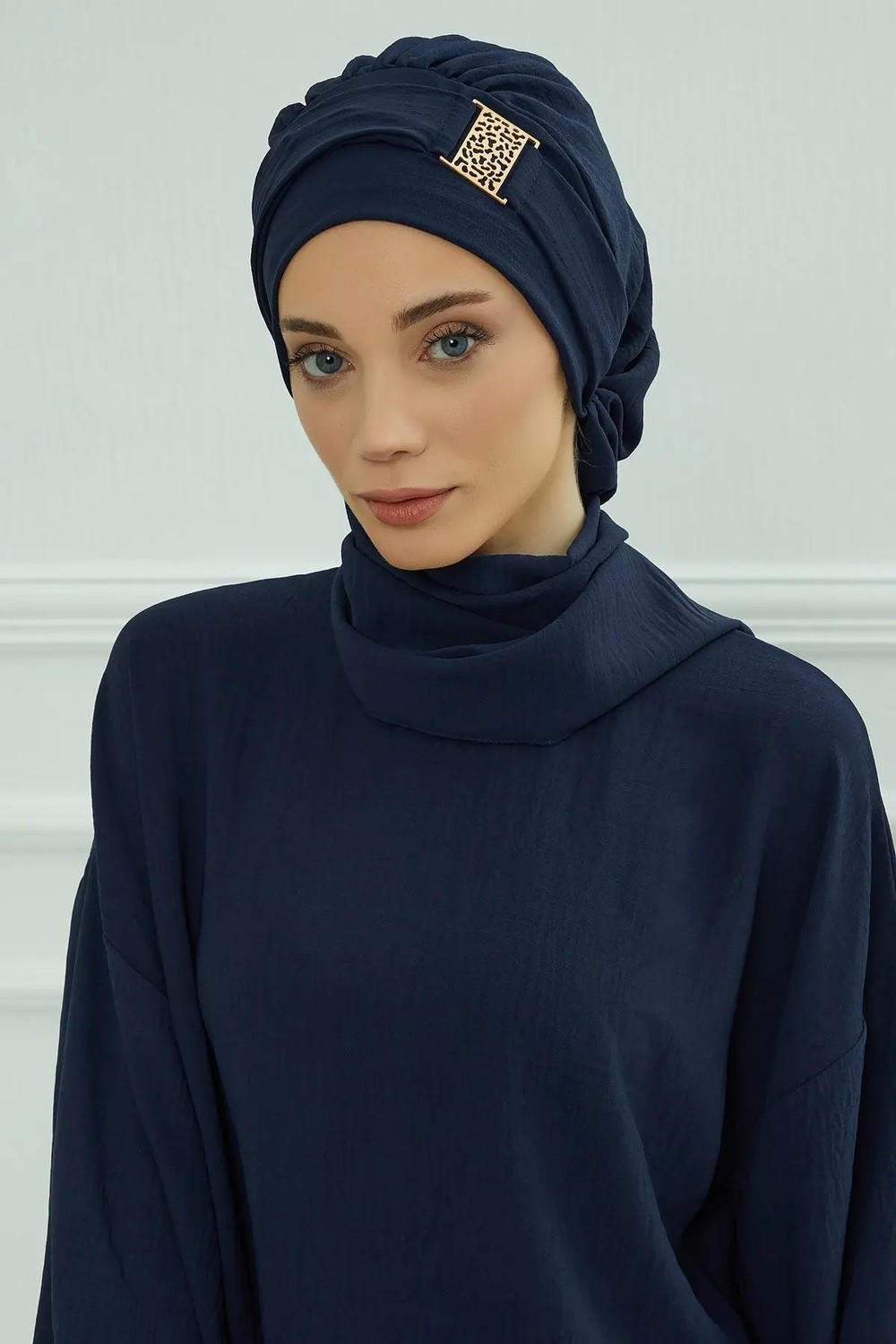 Aisha's Design Gold Aksesuarlı Aerobin Kumaş Hazır Türban,ht-11a görsel 7