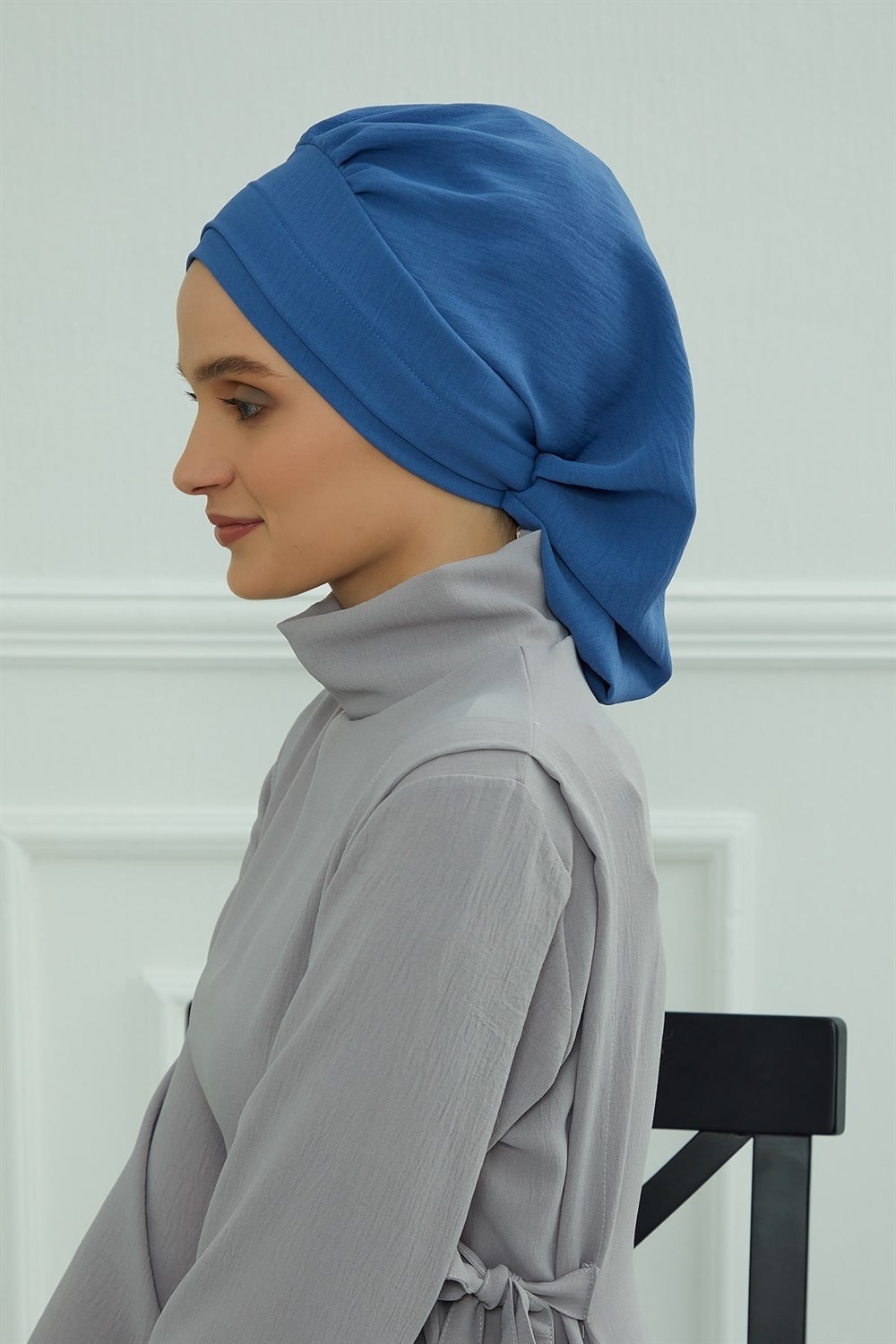 Aisha's Design Pileli Hazır Türban,Mavi,HT-91 görsel 7