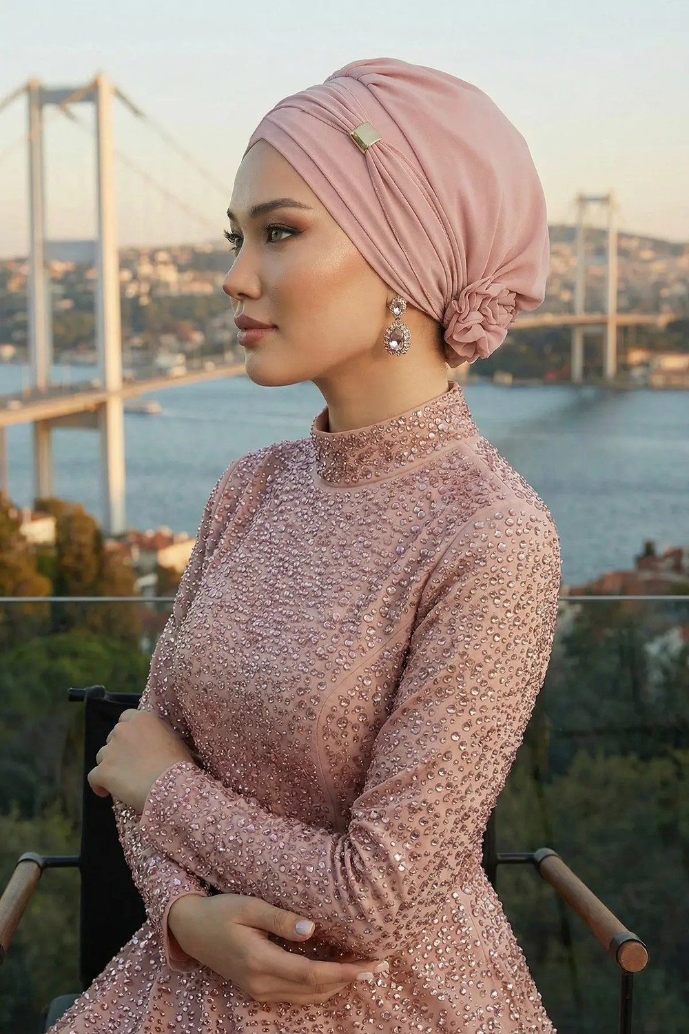 Aisha's Design Aksesuarlı Şifon Hazır Türban,ht-95s,ht-95s görsel 2