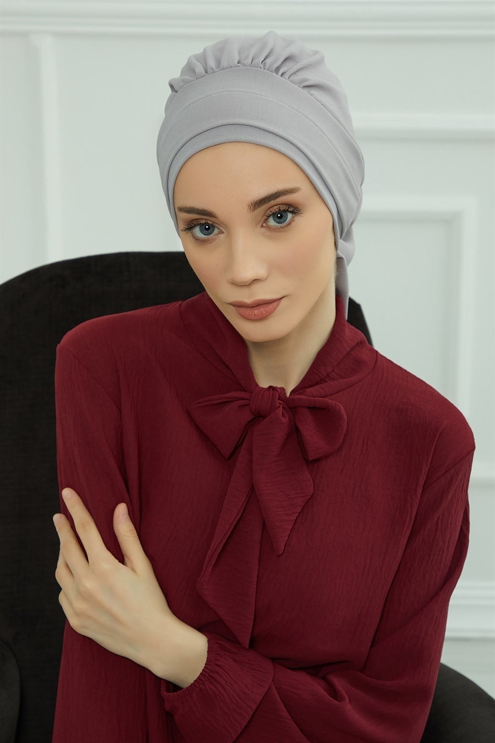 Aisha's Design Pileli Hazır Türban,Gri,HT-91 görsel 2