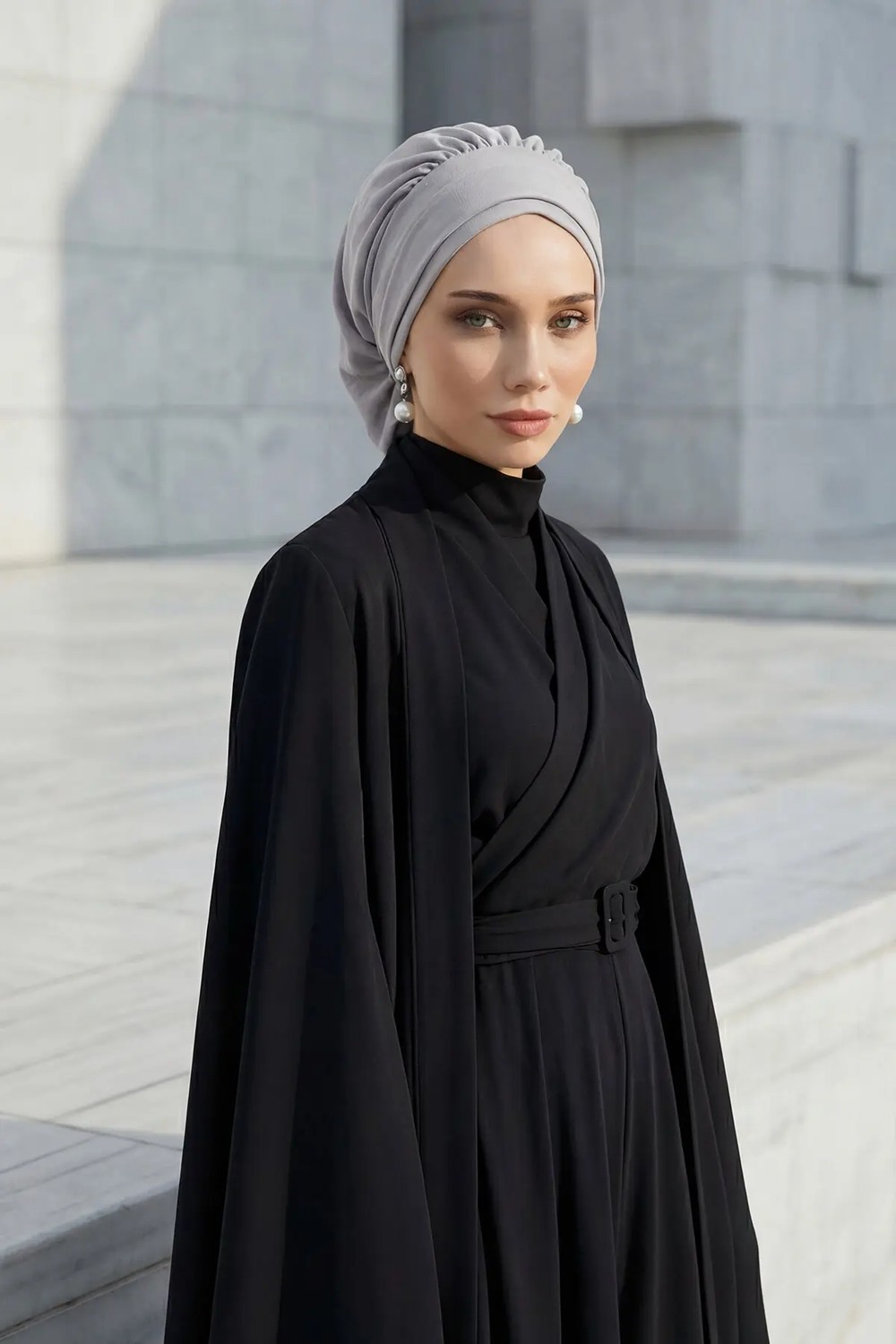 Aisha's Design Pileli Hazır Türban,Gri,HT-91