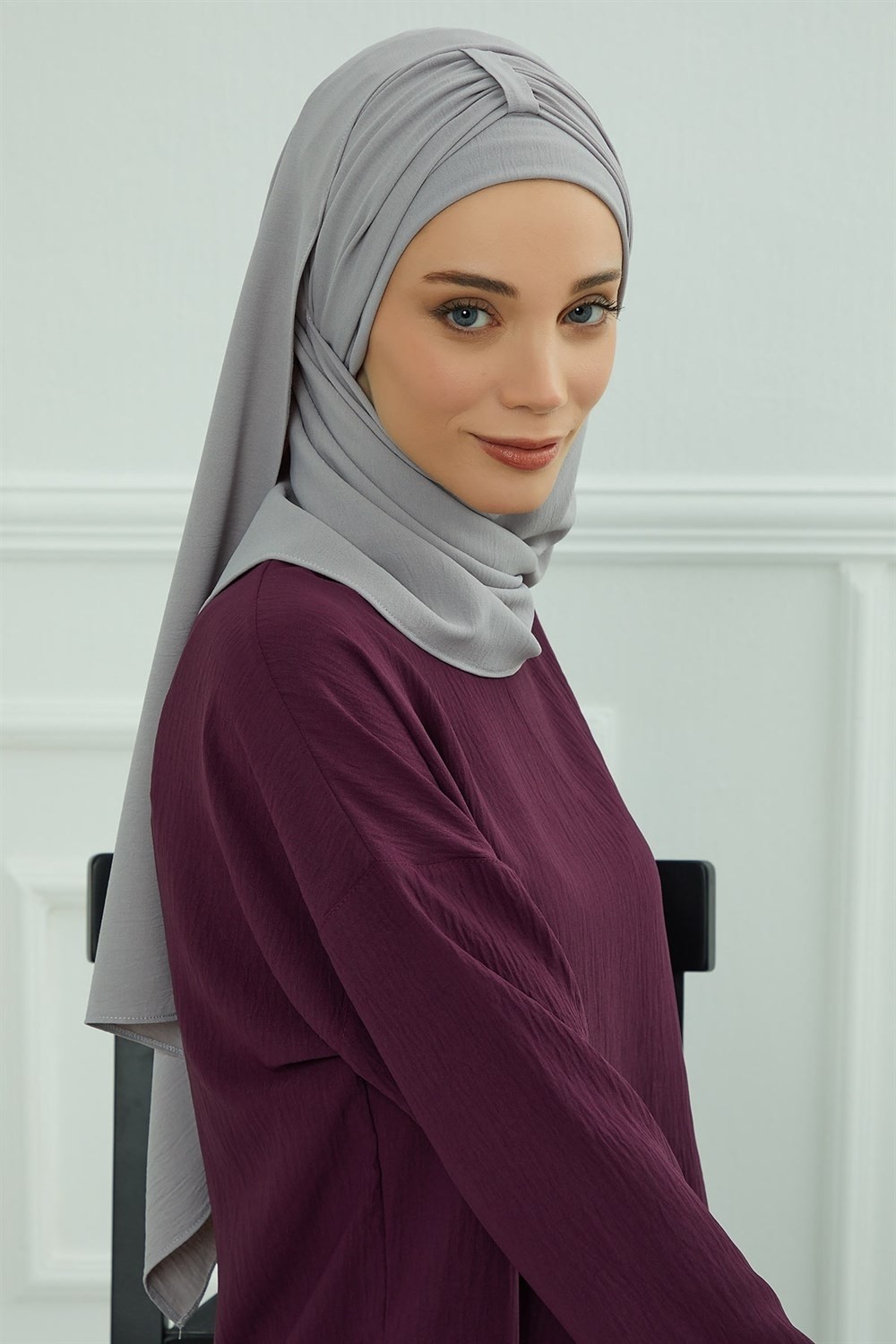 Aisha's Design Pratik Şal,Gri,CPS-91 görsel 2