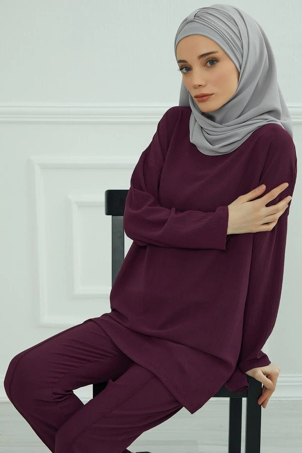 Aisha's Design Pratik Şal,Gri,CPS-91 görsel 7