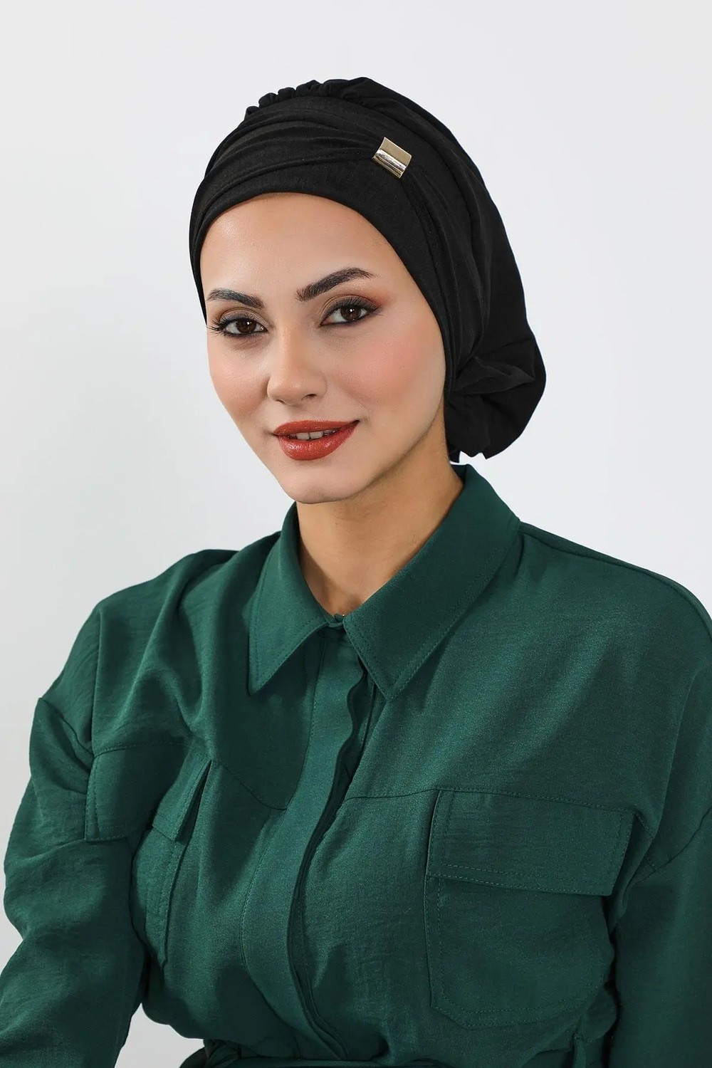 Aisha's Design Aksesuarlı Hazır Türban,Siyah,HT-95 görsel 2