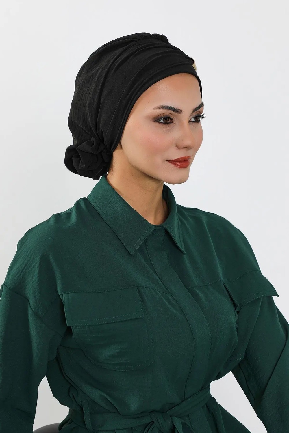 Aisha's Design Aksesuarlı Hazır Türban,Siyah,HT-95 görsel 4