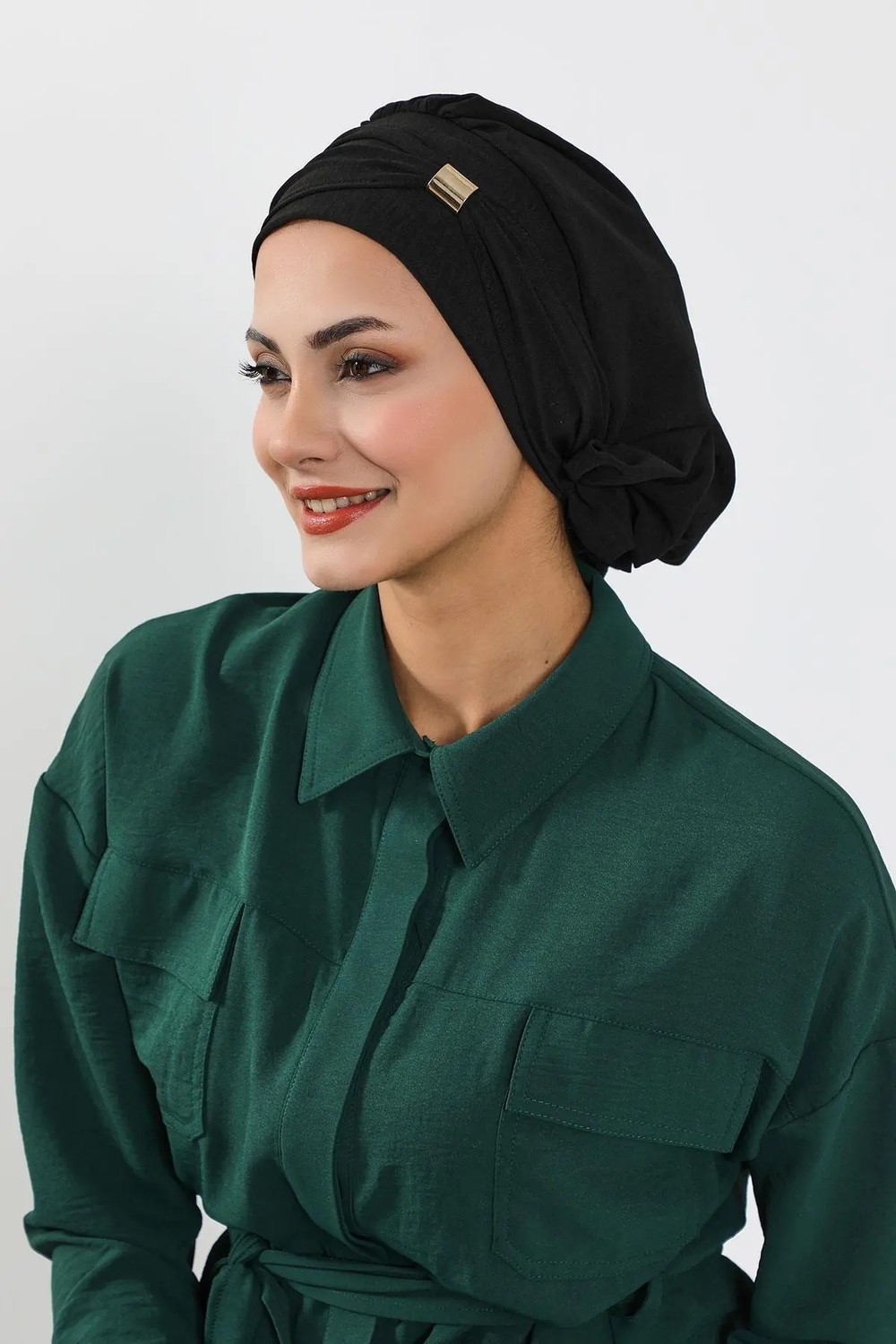 Aisha's Design Aksesuarlı Hazır Türban,Siyah,HT-95 görsel 6