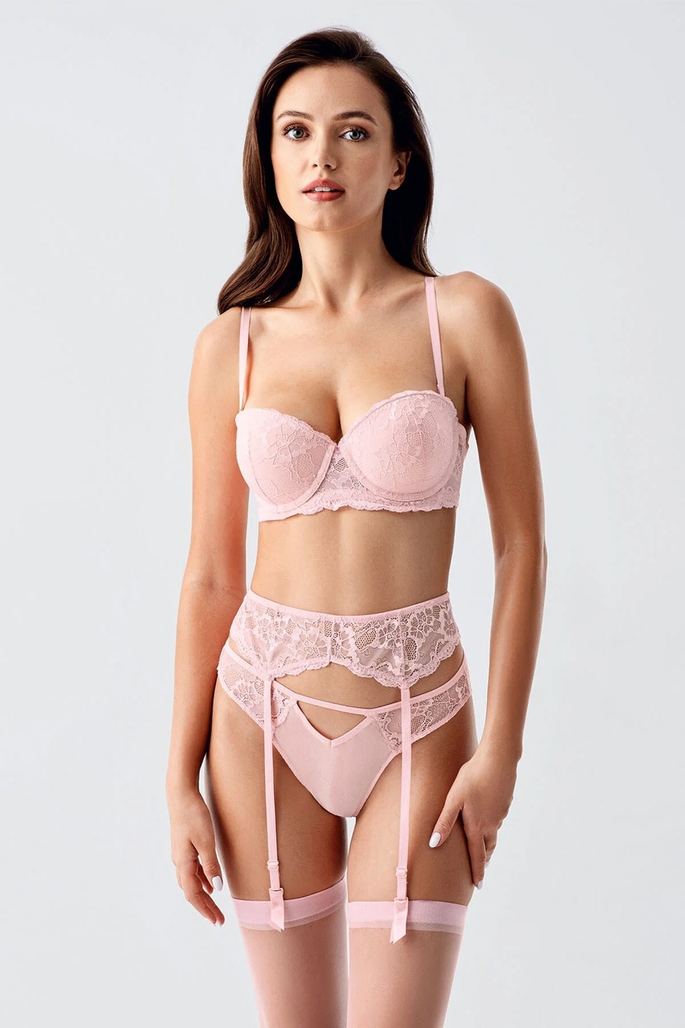 NEWBRA LINGERIE Newbra Lıngerıe Kadın 4169 Yarım Destekli Soft Cup Jartiyerli Takım görsel 3