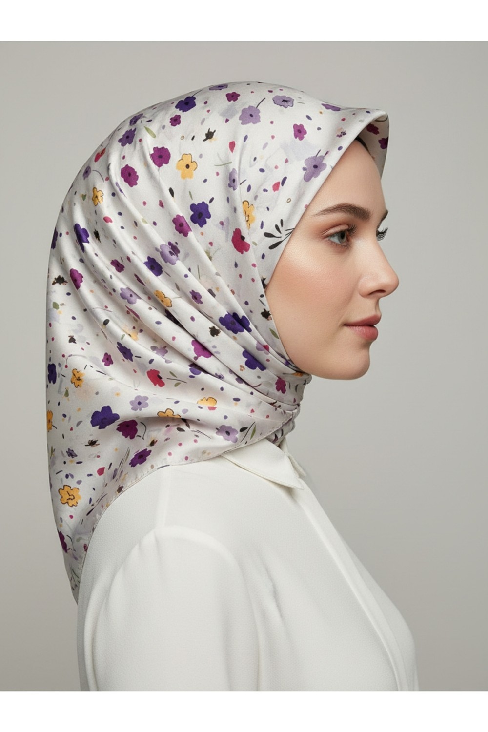 Bonjela Çiçek Desenli Pamuklu Şal 185X70 görsel 3