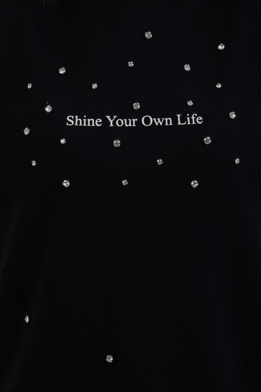Zelish My Sister Siyah Shine Baskılı Taşlı Bisiklet Yaka Sweatshirt görsel 3