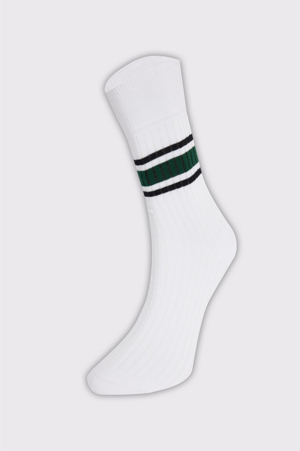 Aesco Tudors Unisex Çizgili Kolej Tenis Çorabı, 40-45 Beden, Beyaz