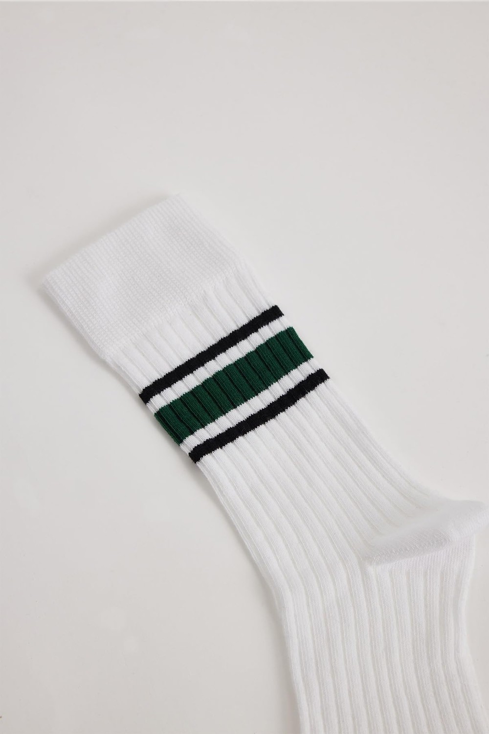 Aesco Tudors Unisex Çizgili Kolej Tenis Çorabı, 40-45 Beden, Beyaz görsel 2