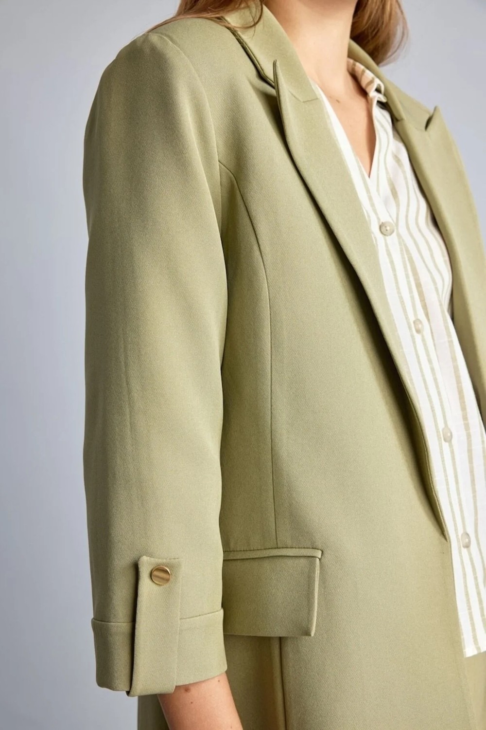 DeFacto Oversıze Basic Blazer Beyaz Ceket C3215AX26AU görsel 8
