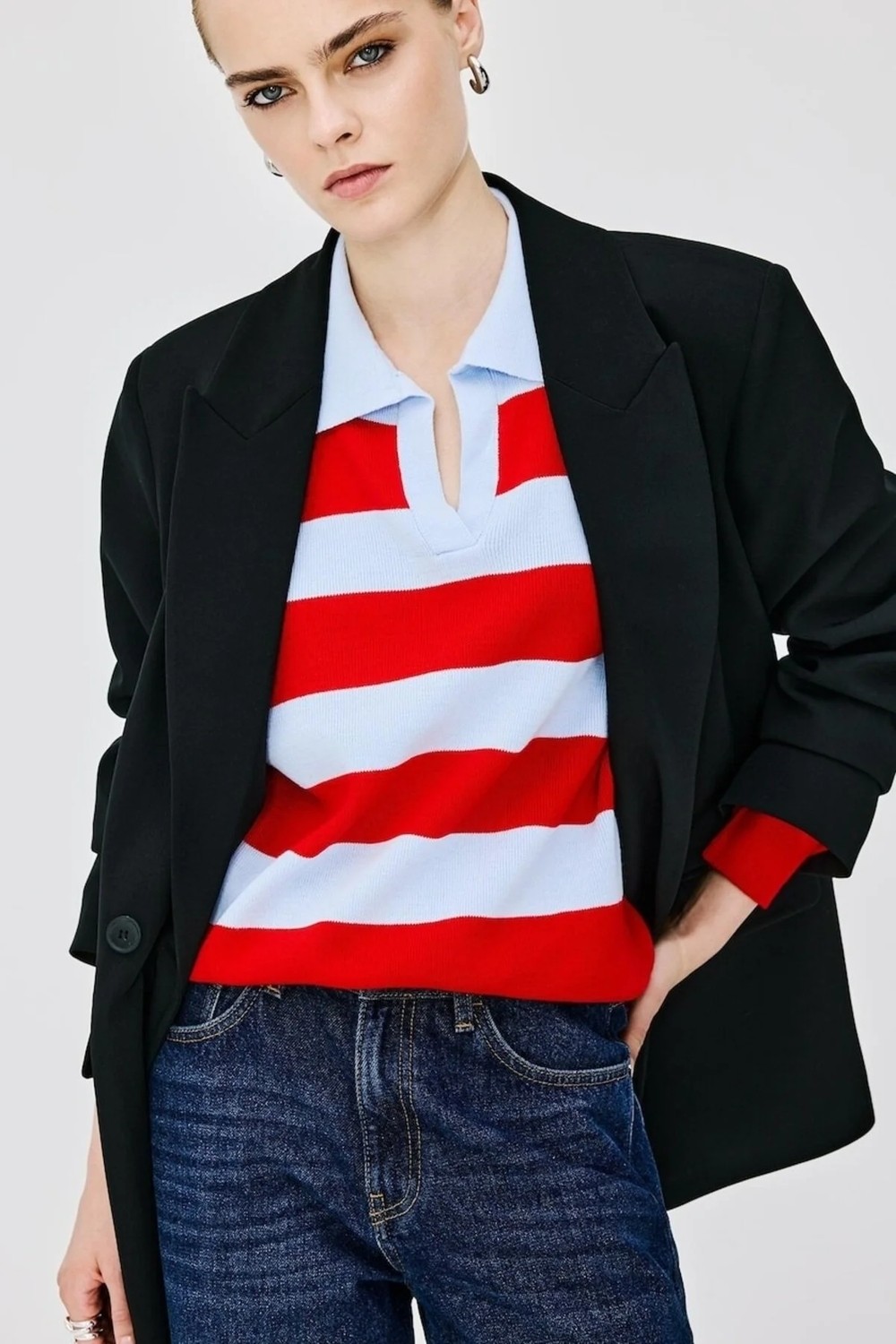 DeFacto Oversıze Ceket Yaka Astarlı Blazer Ceket C2457AX26AU görsel 3