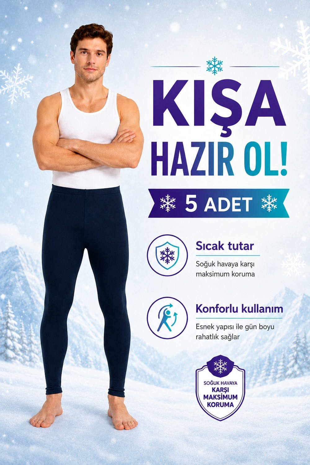 don-x | Erkek 5' Li Termal Tayt Set Lacivert ( 5 Adet ) görsel 4