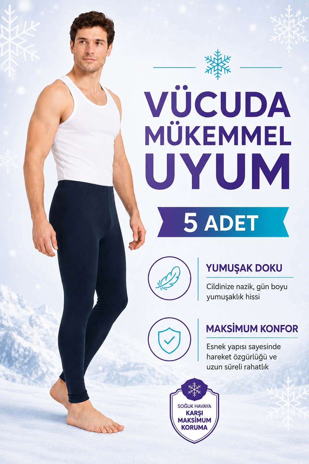 don-x | Erkek 5' Li Termal Tayt Set Lacivert ( 5 Adet ) görsel 5