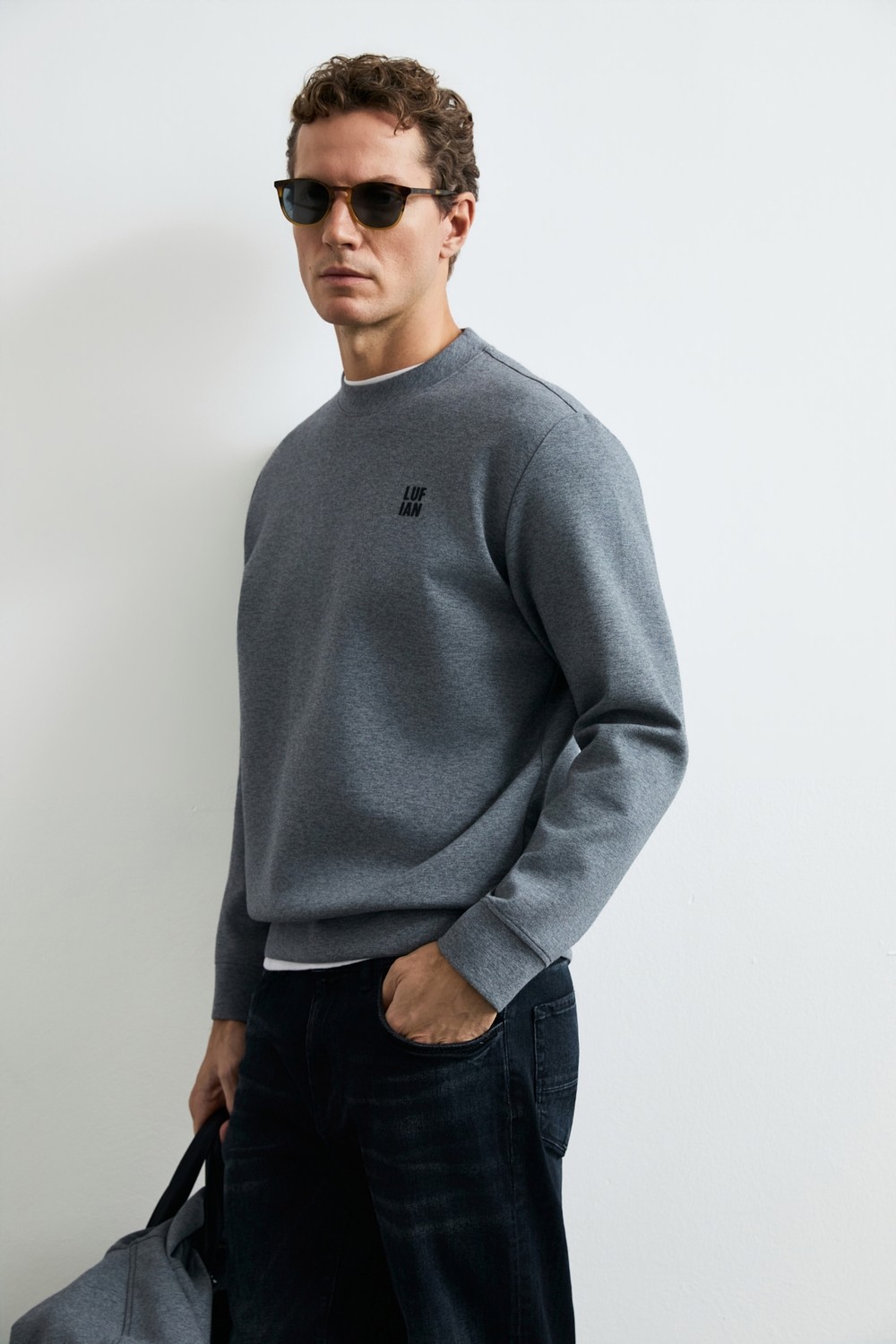Lufian Grand Erkek Sweatshirt Gri görsel 5