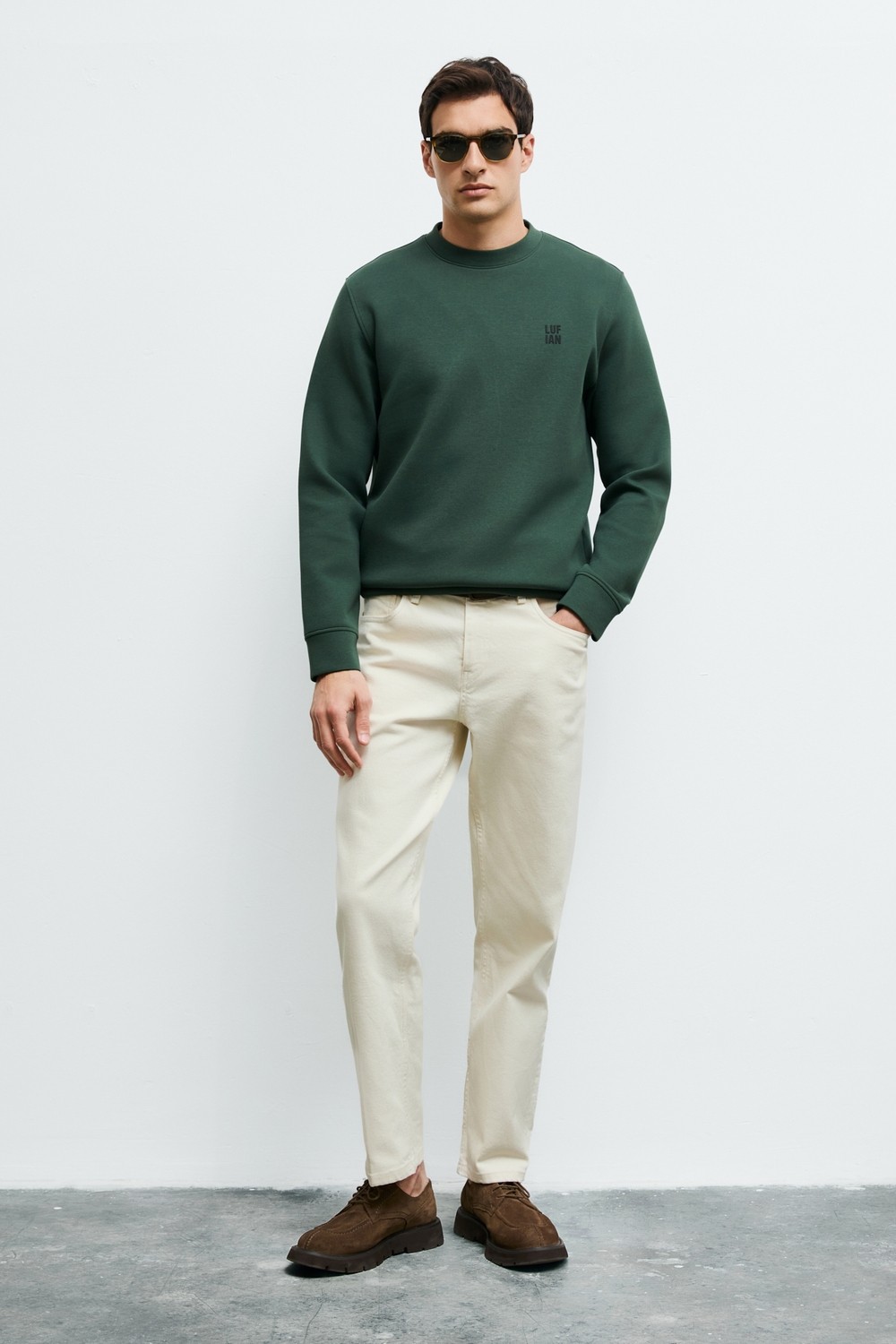 Lufian Erkek Grand Sweatshirt 112030192 Kırık Beyaz