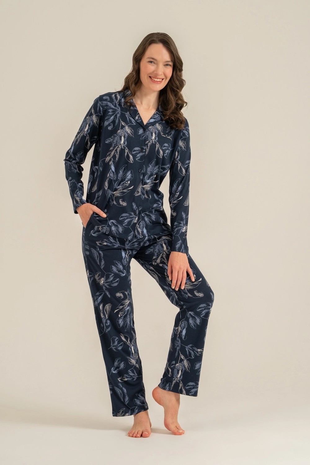 Pierre Cardin 9259-S Kadın Uzun Kol Gömlek Pijama Takımı görsel 3