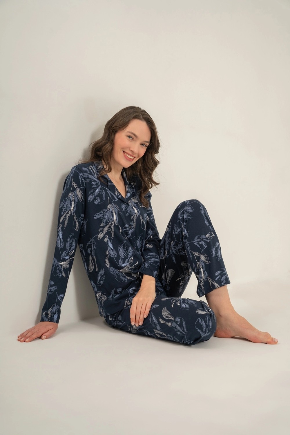 Pierre Cardin 9259-S Kadın Uzun Kol Gömlek Pijama Takımı görsel 4