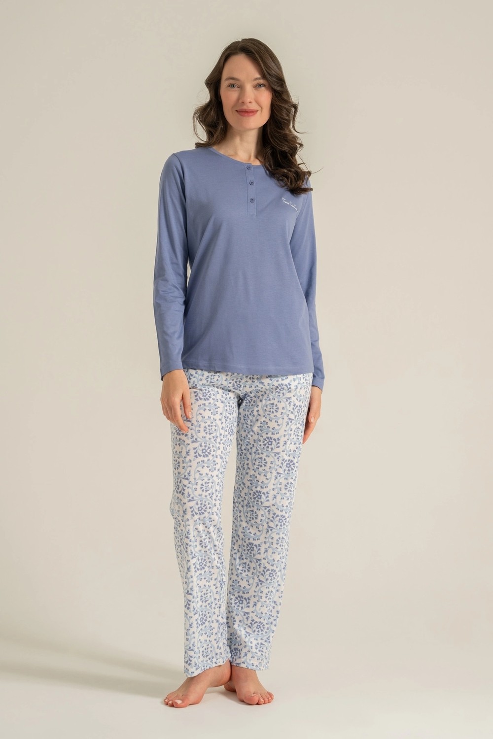 Pierre Cardin PC9270-S Kadın Uzun Kollu Pijama Takımı görsel 3