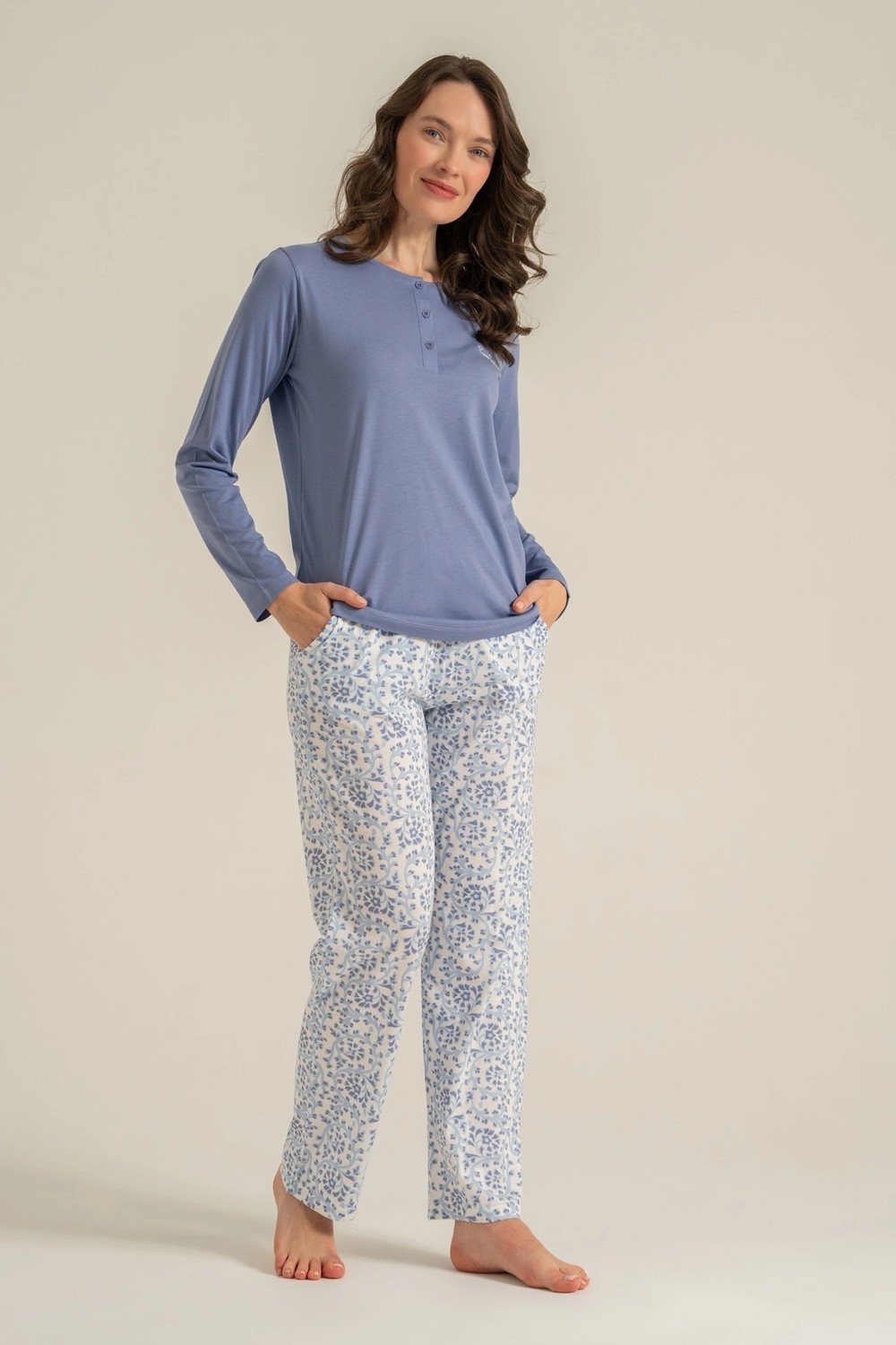 Pierre Cardin PC9270-S Kadın Uzun Kollu Pijama Takımı görsel 4