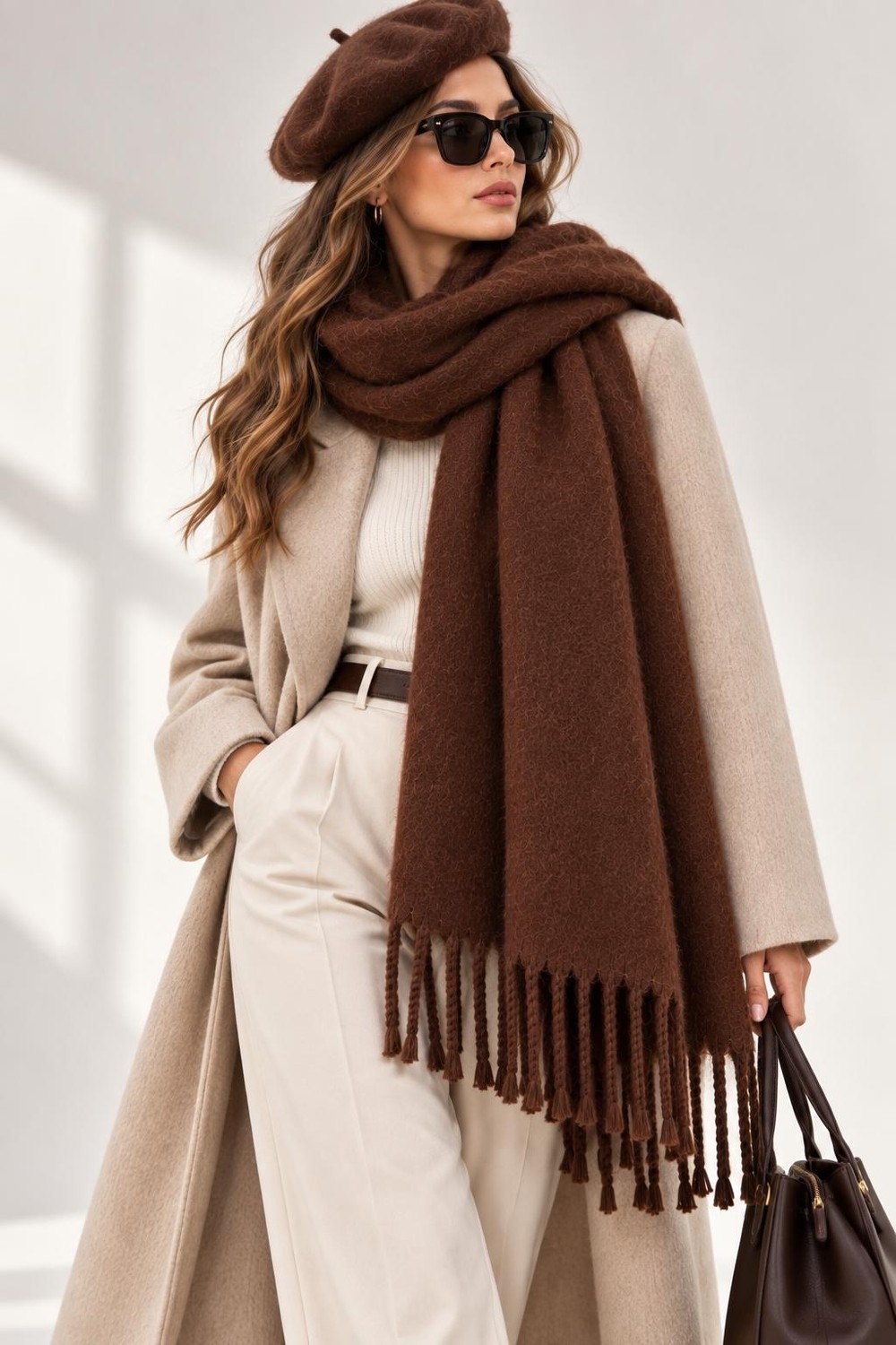 Wearflawless Kadın 2'li Takım Atkı ve Ressam Beresi Seti, Kışlık Hediye, Sevgililer Günü Hediyesi