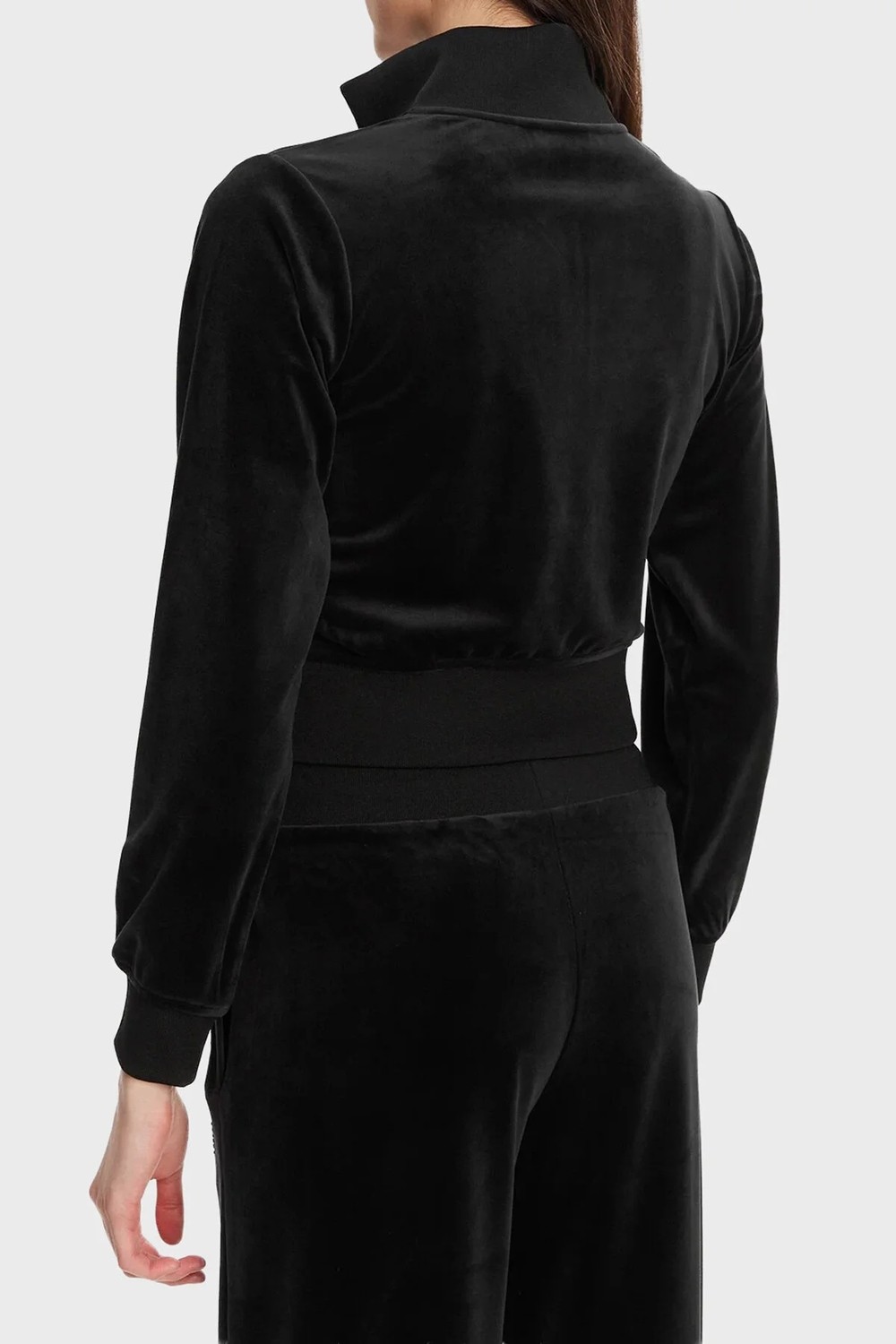 Guess Couture Taşlı Regular Fit Dik Yaka Kadife Crop Sweat V3BQ22K0232 Sweat V3BQ22 K0232 Jblk görsel 3